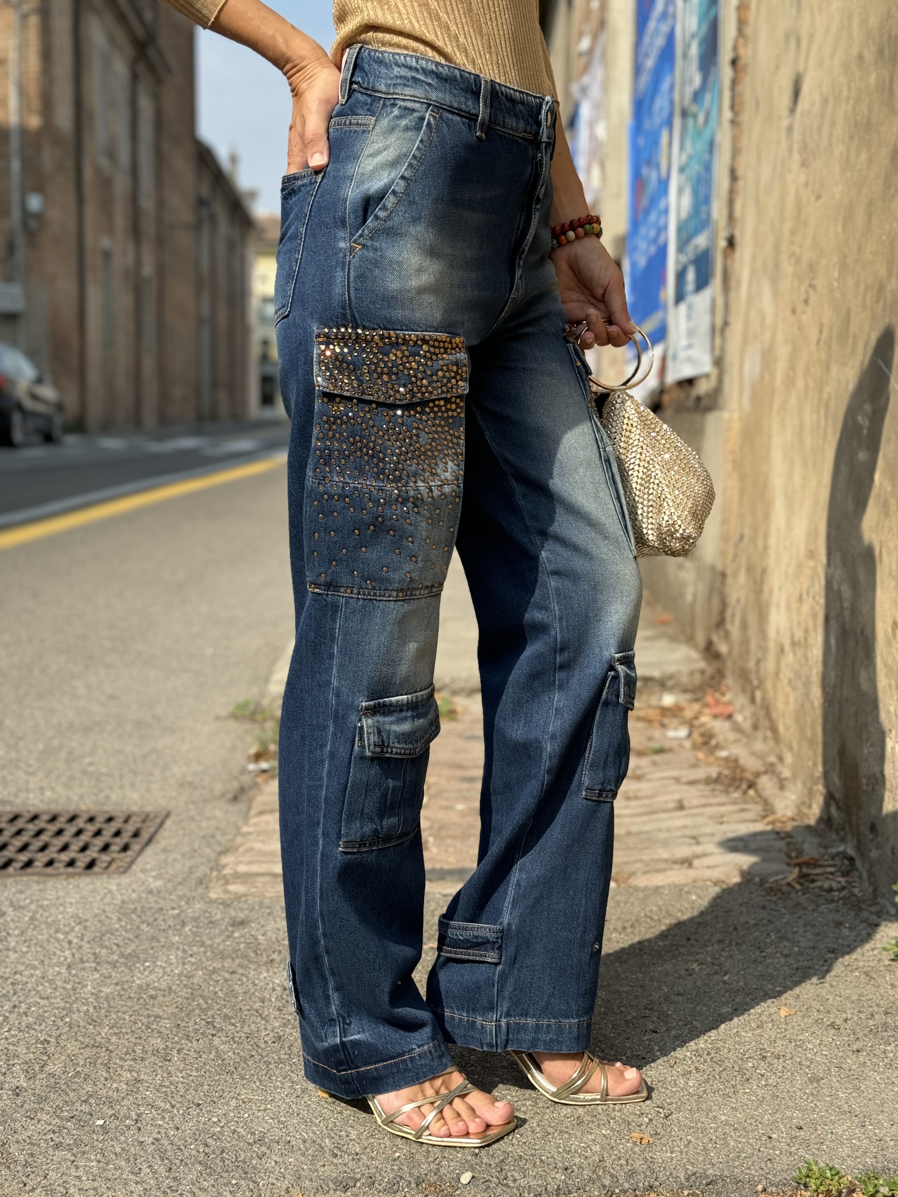 Jeans Cargo Strass