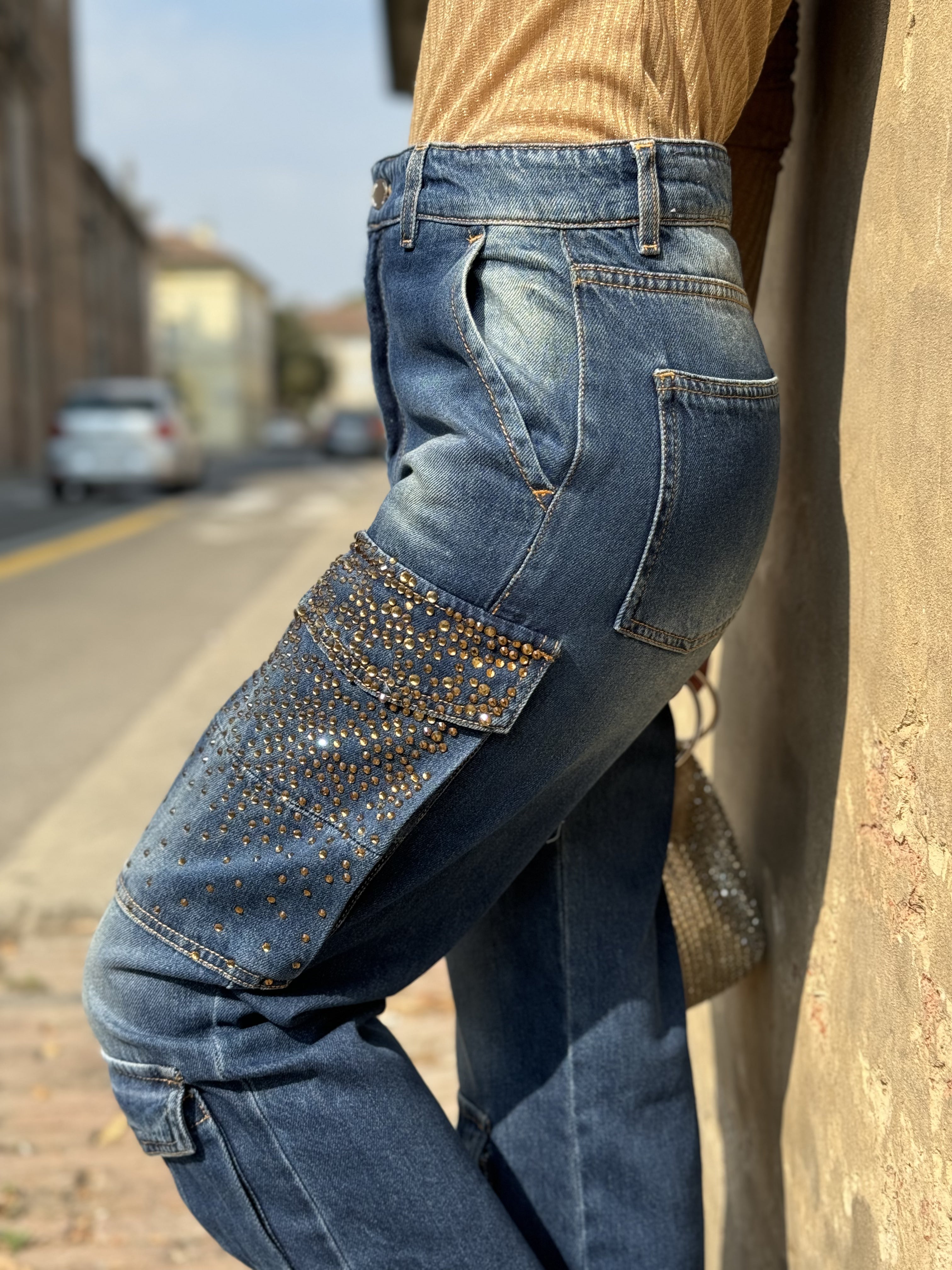 Jeans Cargo Strass