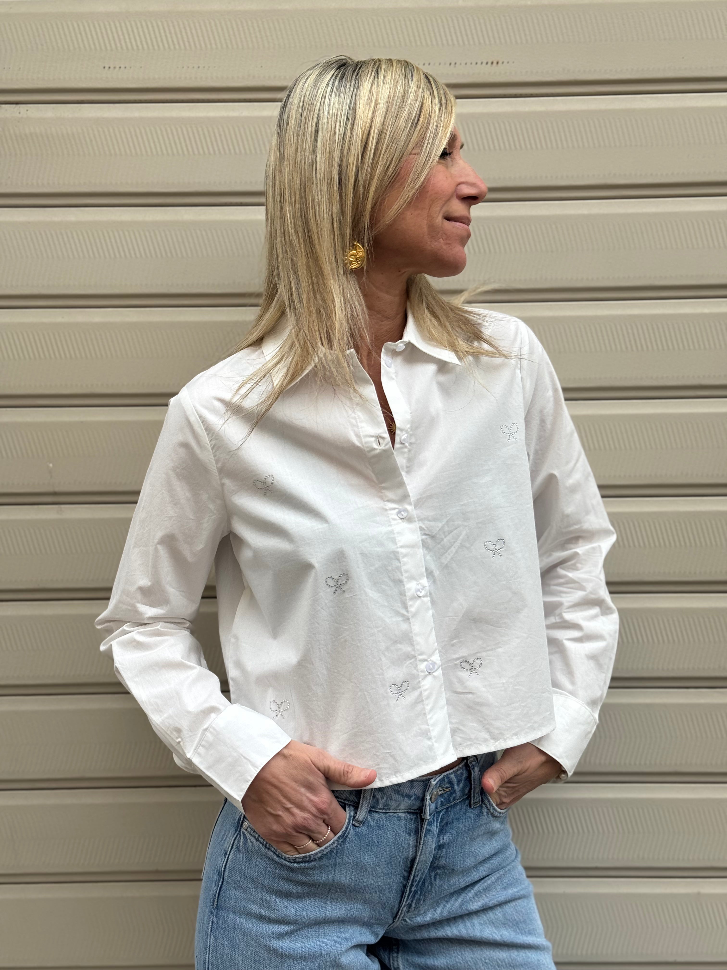 Camicia crop fiocchi strass jdy