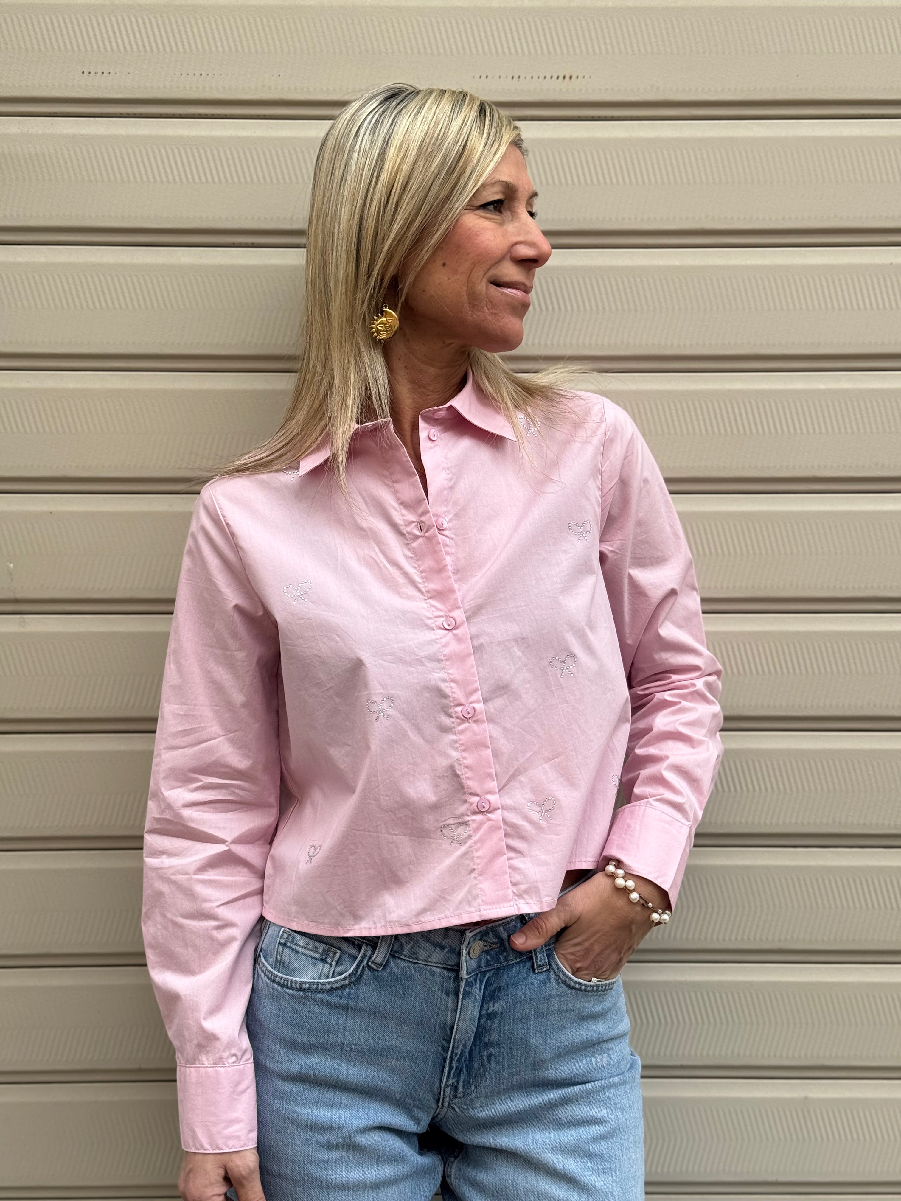 Camicia crop fiocchi strass jdy