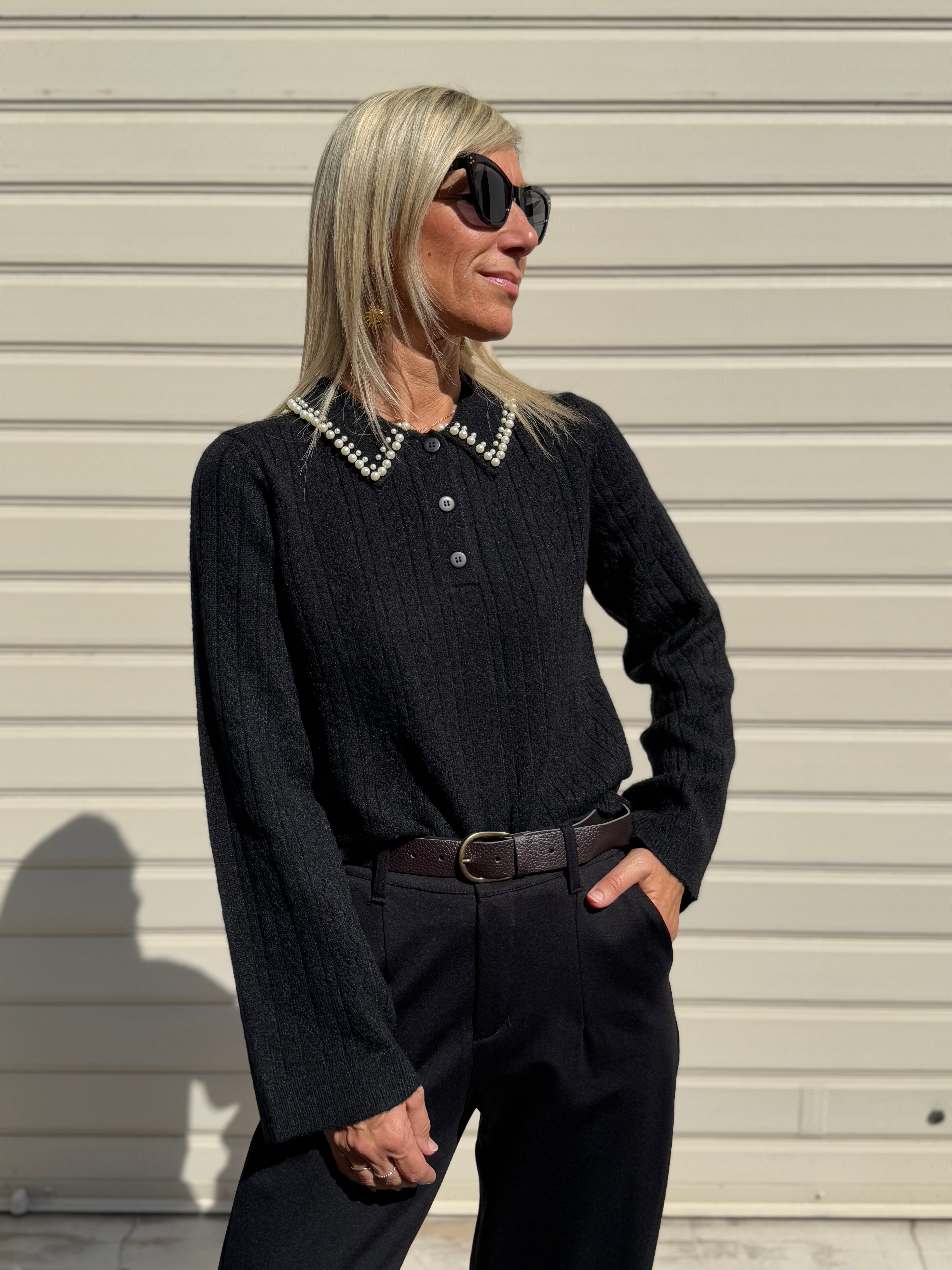 Maglia colletto perle