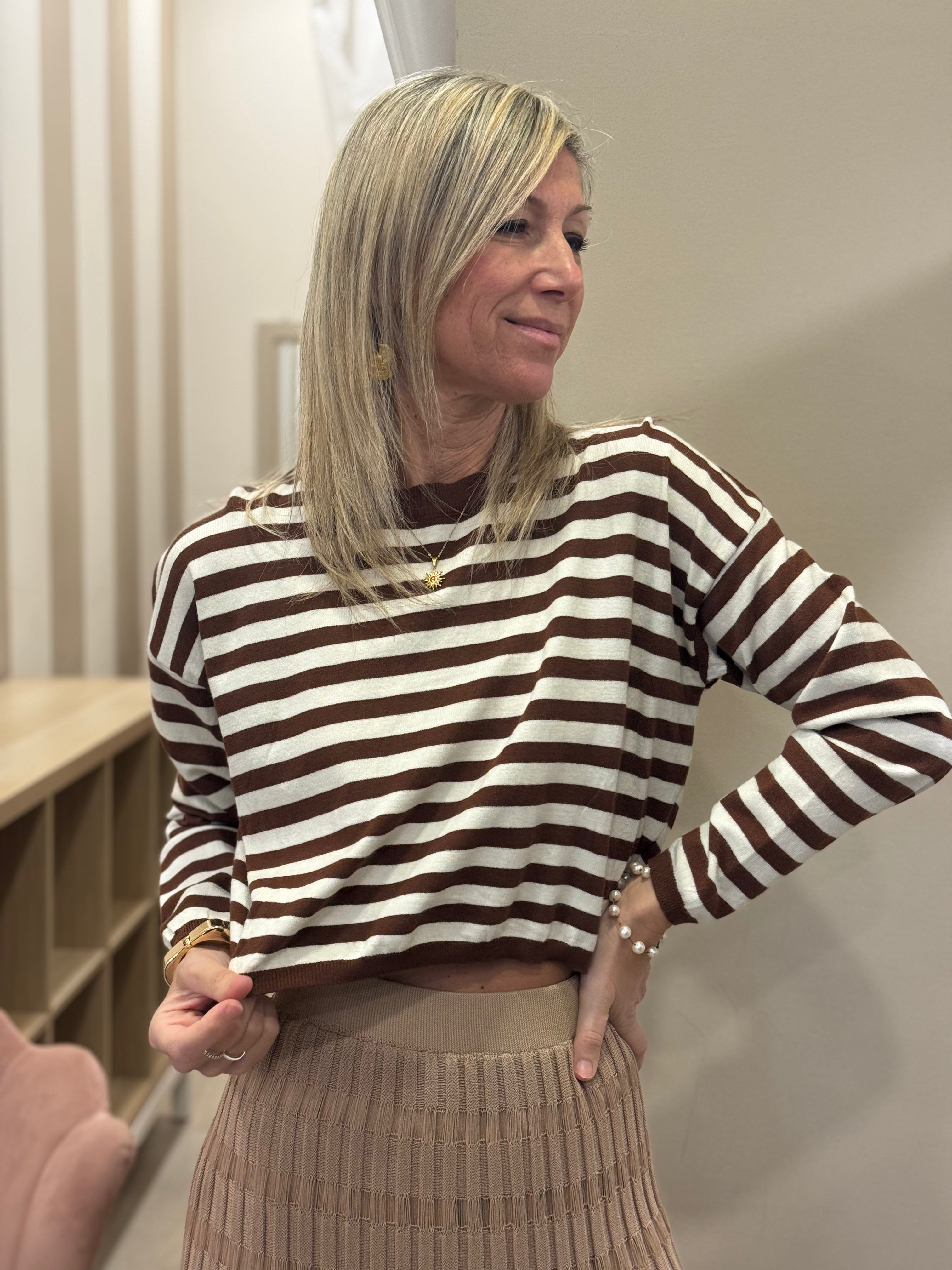 Maglia righe cropped