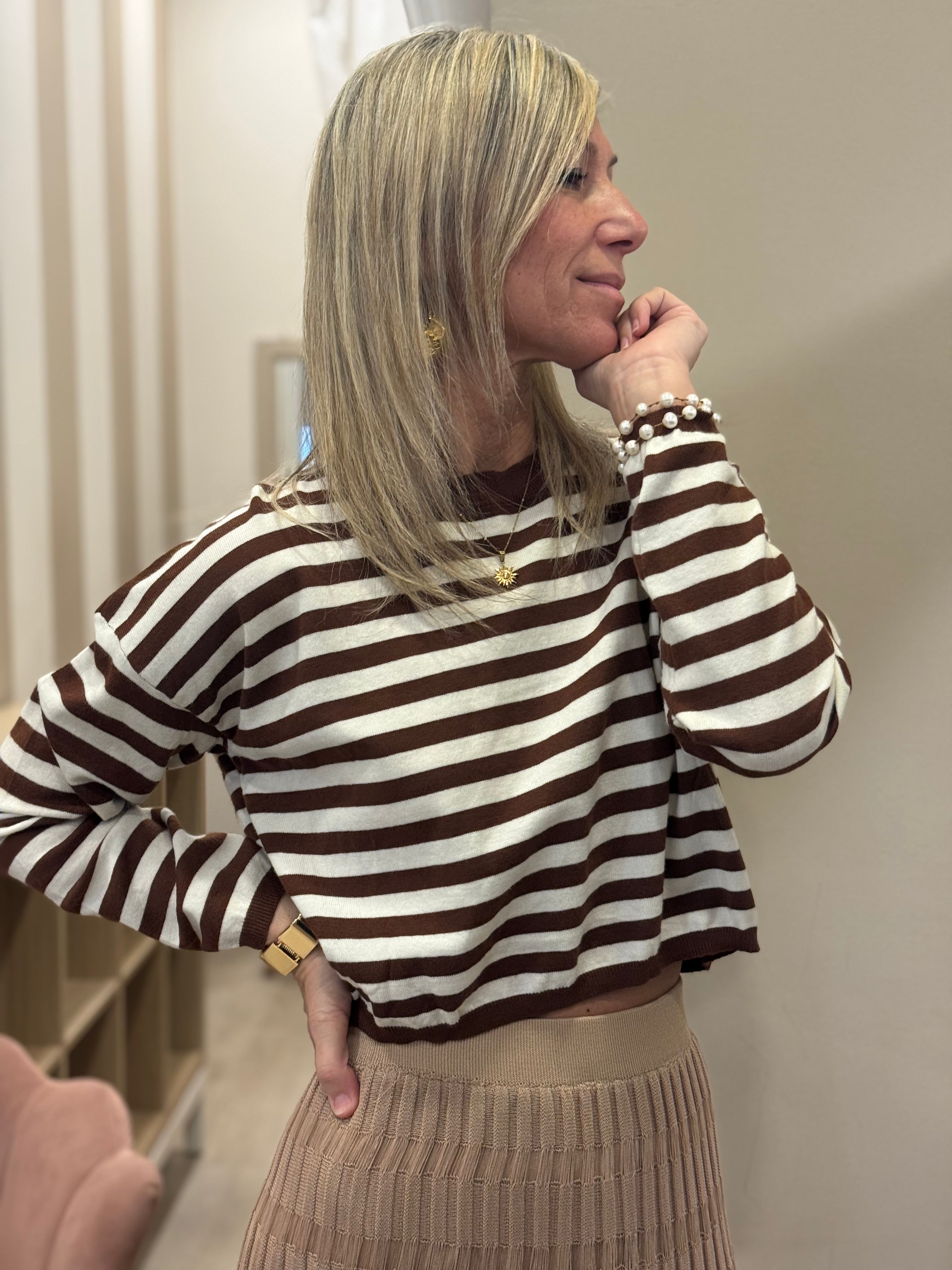 Maglia righe cropped