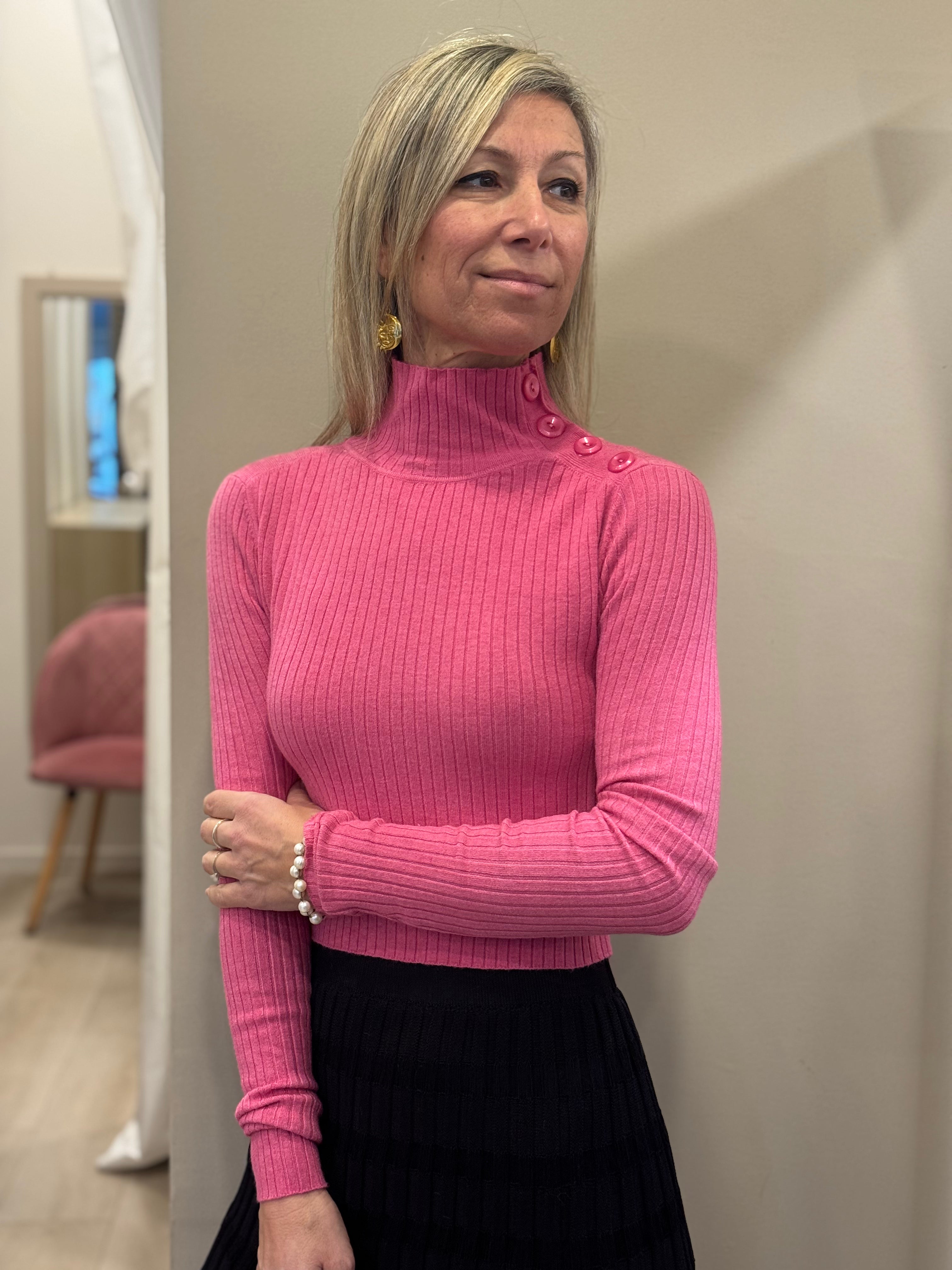 Lupetto bottoni cropped