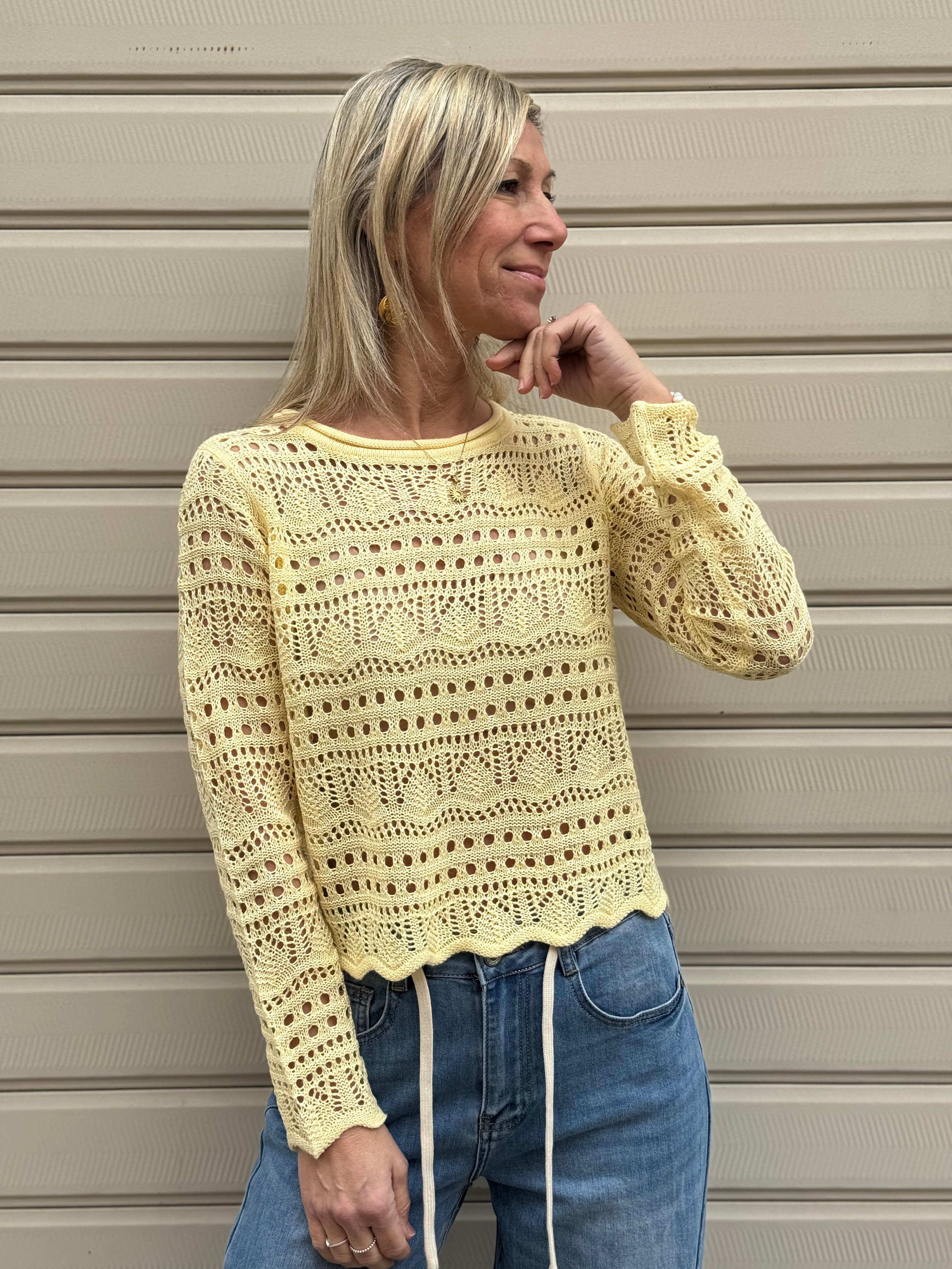 Maglia traforata paricollo sunlay jdy