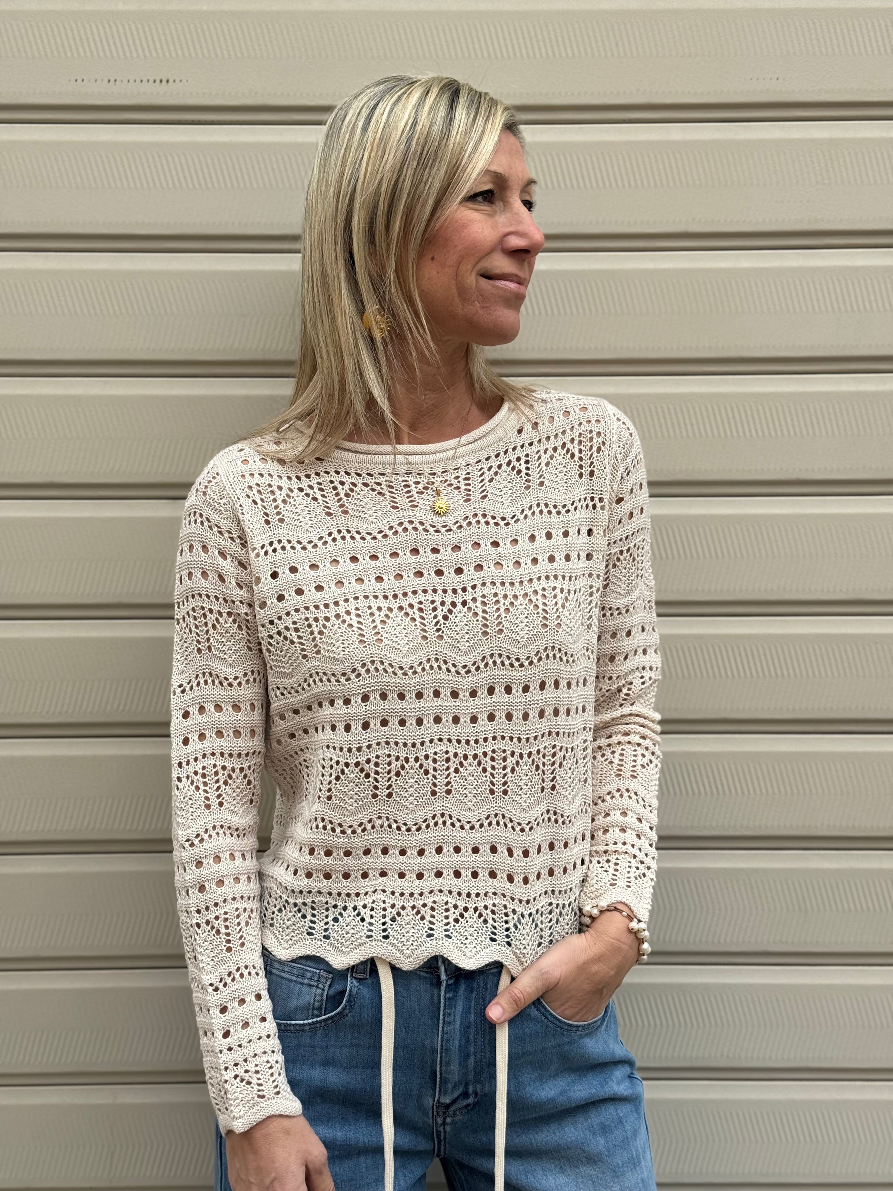 Maglia traforata paricollo sunlay jdy