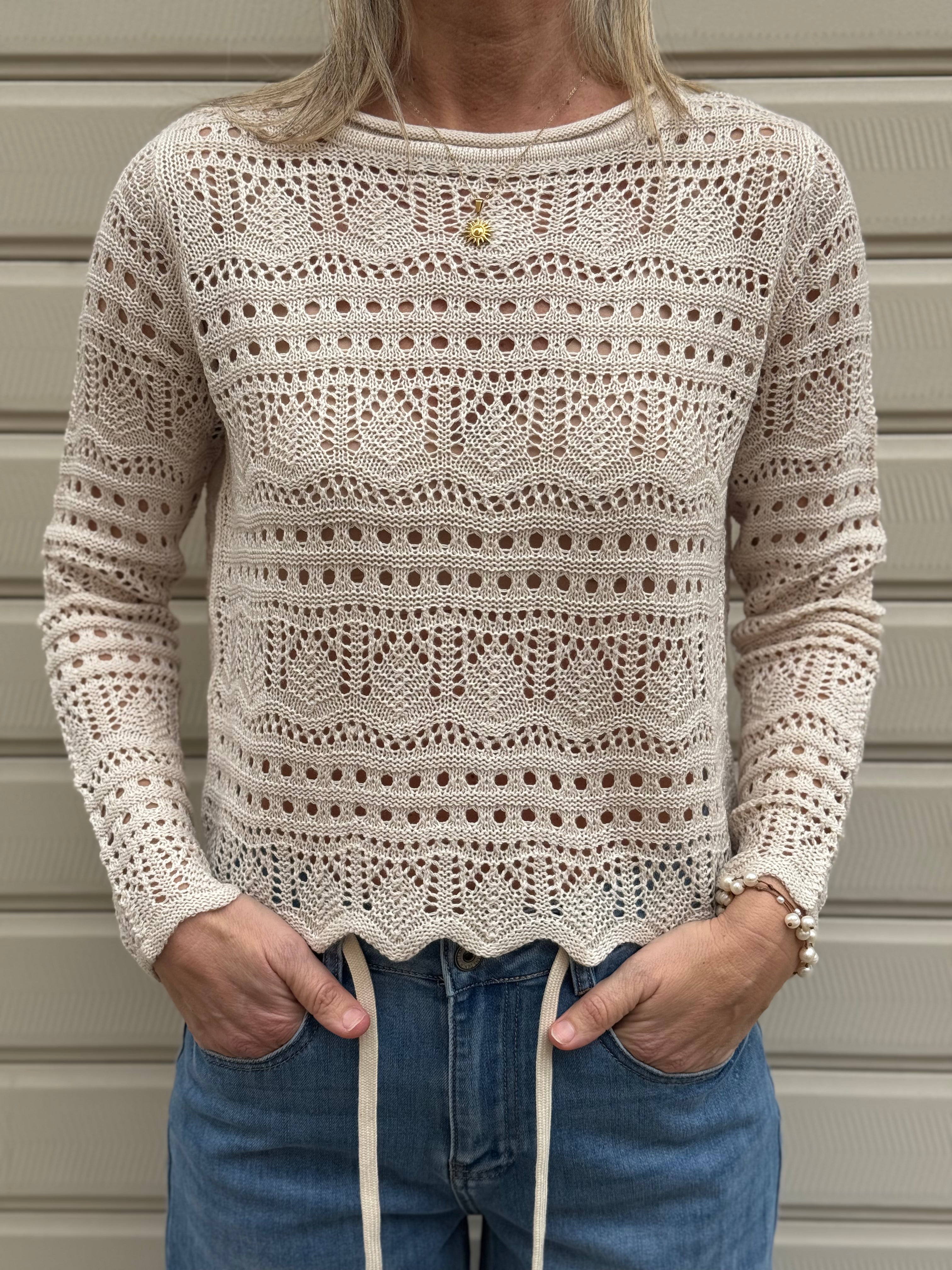 Maglia traforata paricollo sunlay jdy