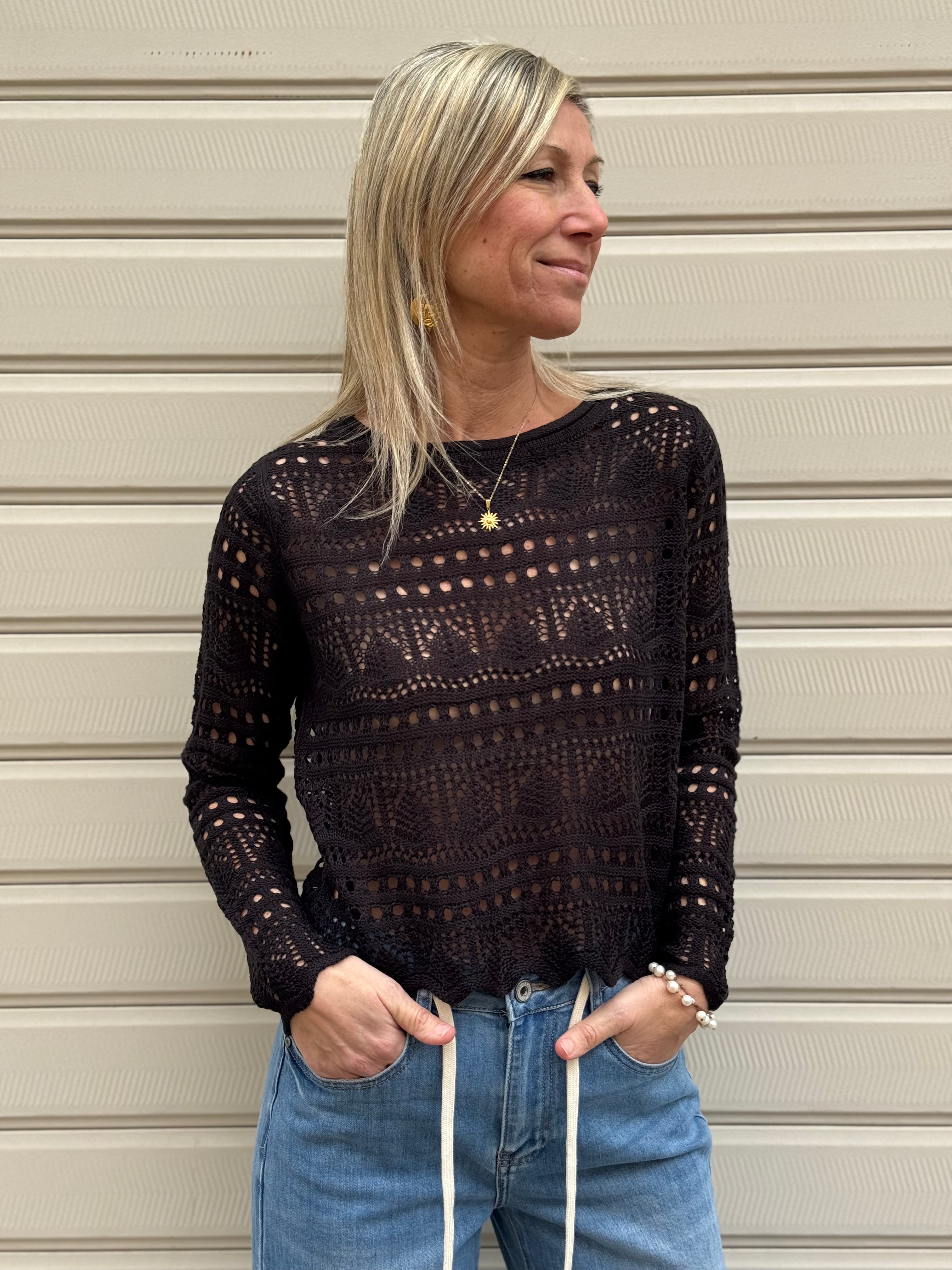 Maglia traforata paricollo sunlay jdy