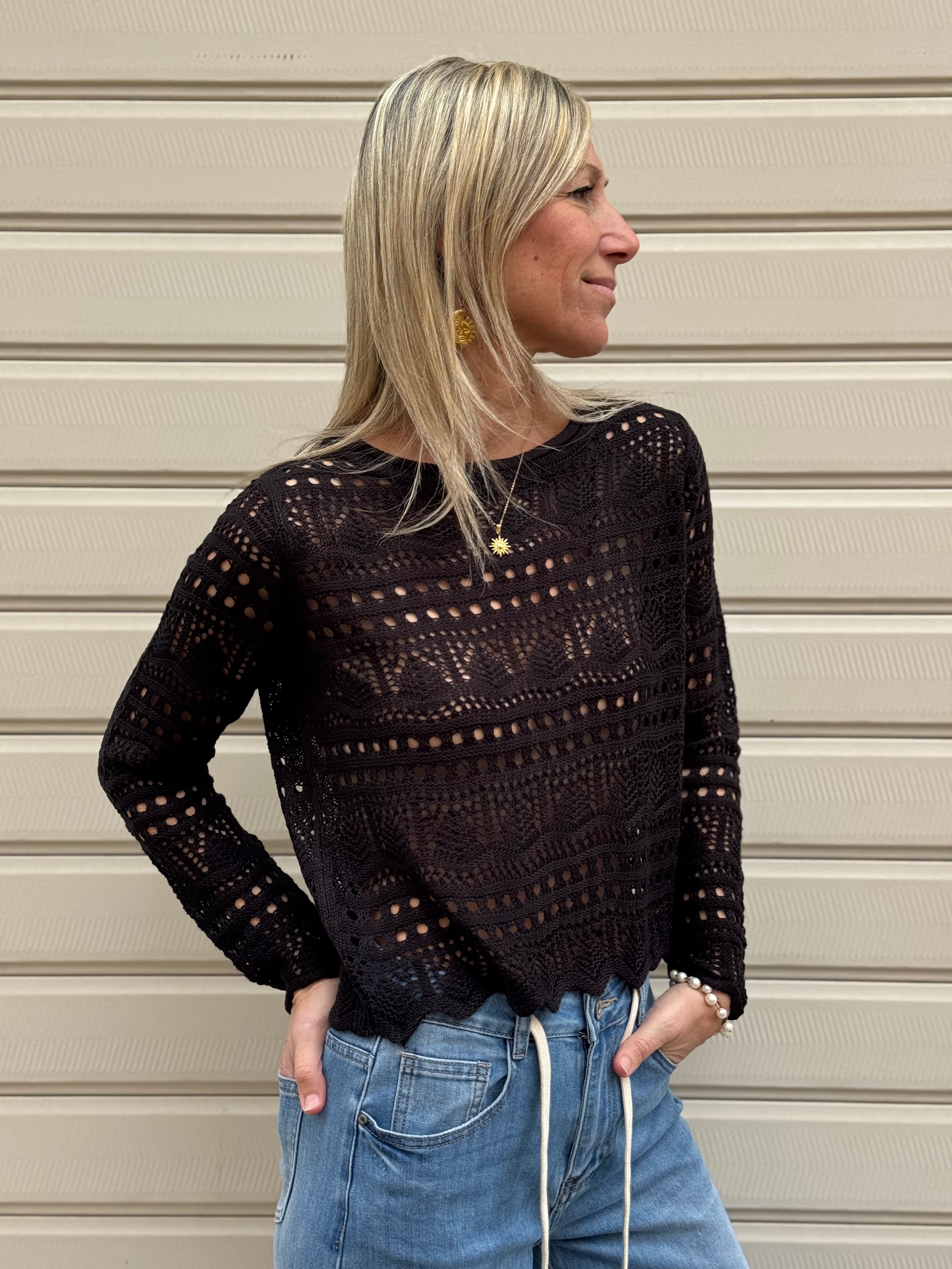 Maglia traforata paricollo sunlay jdy