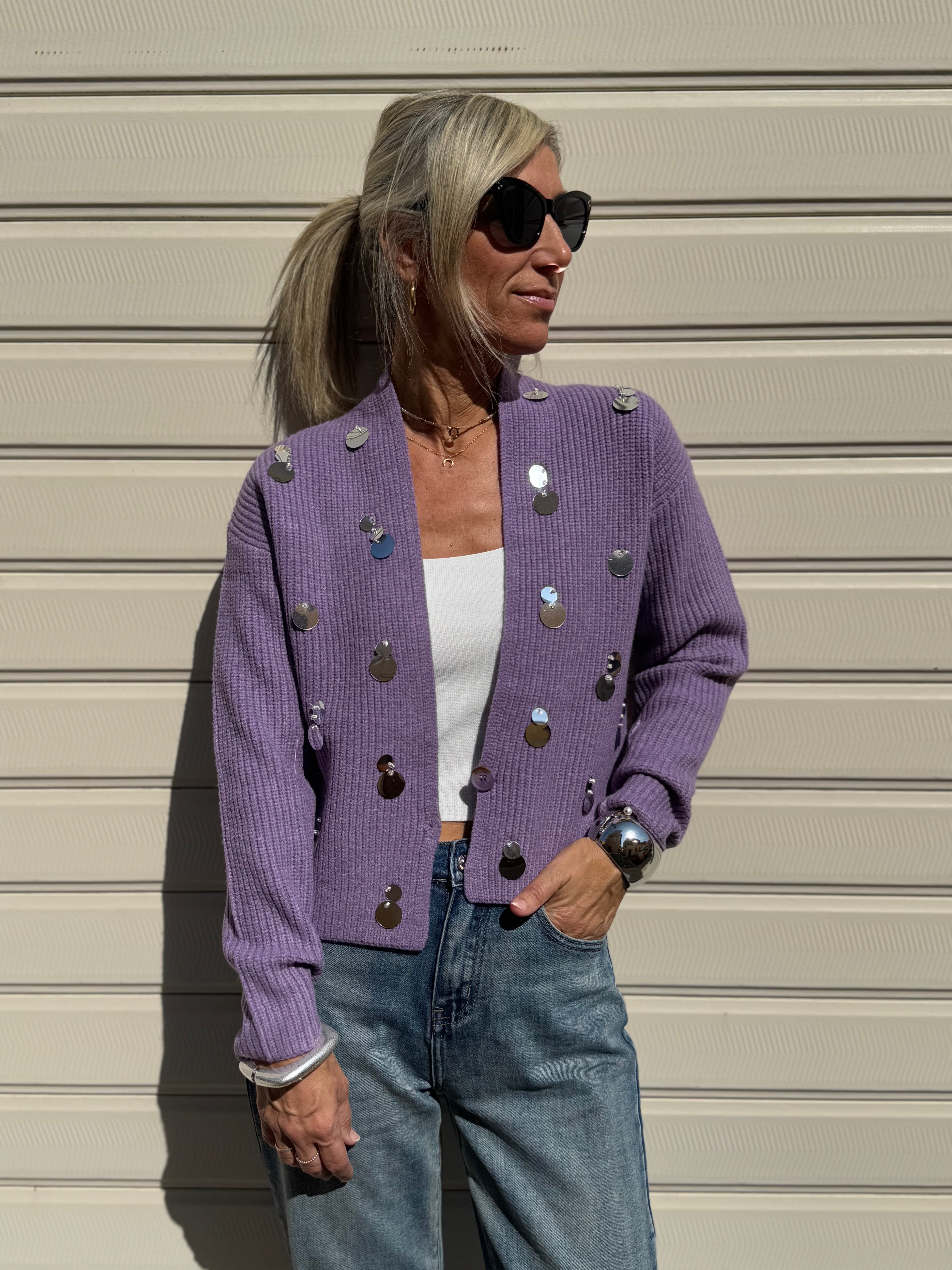 Cardigan maxi paillettes mimì