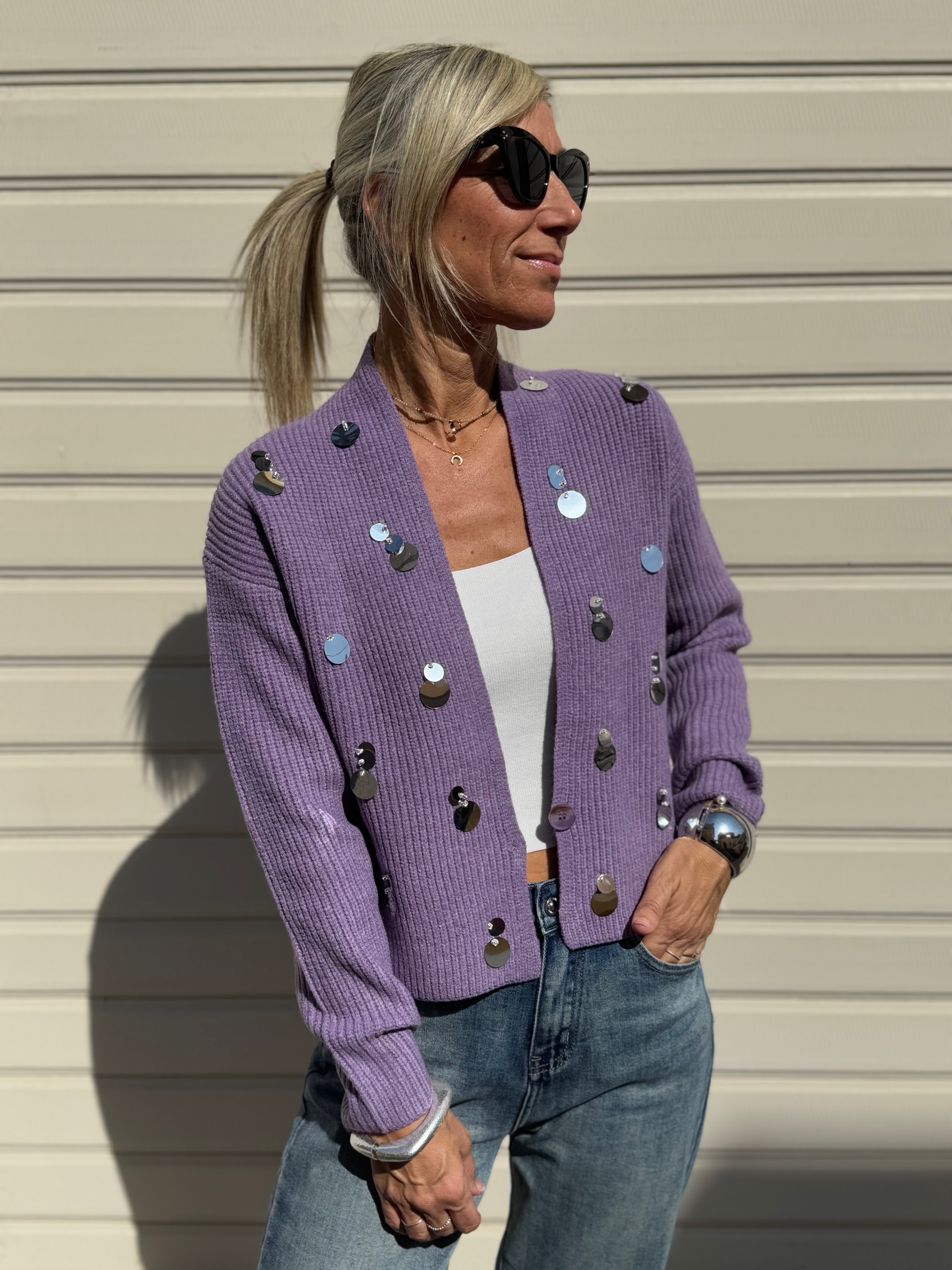 Cardigan maxi paillettes mimì