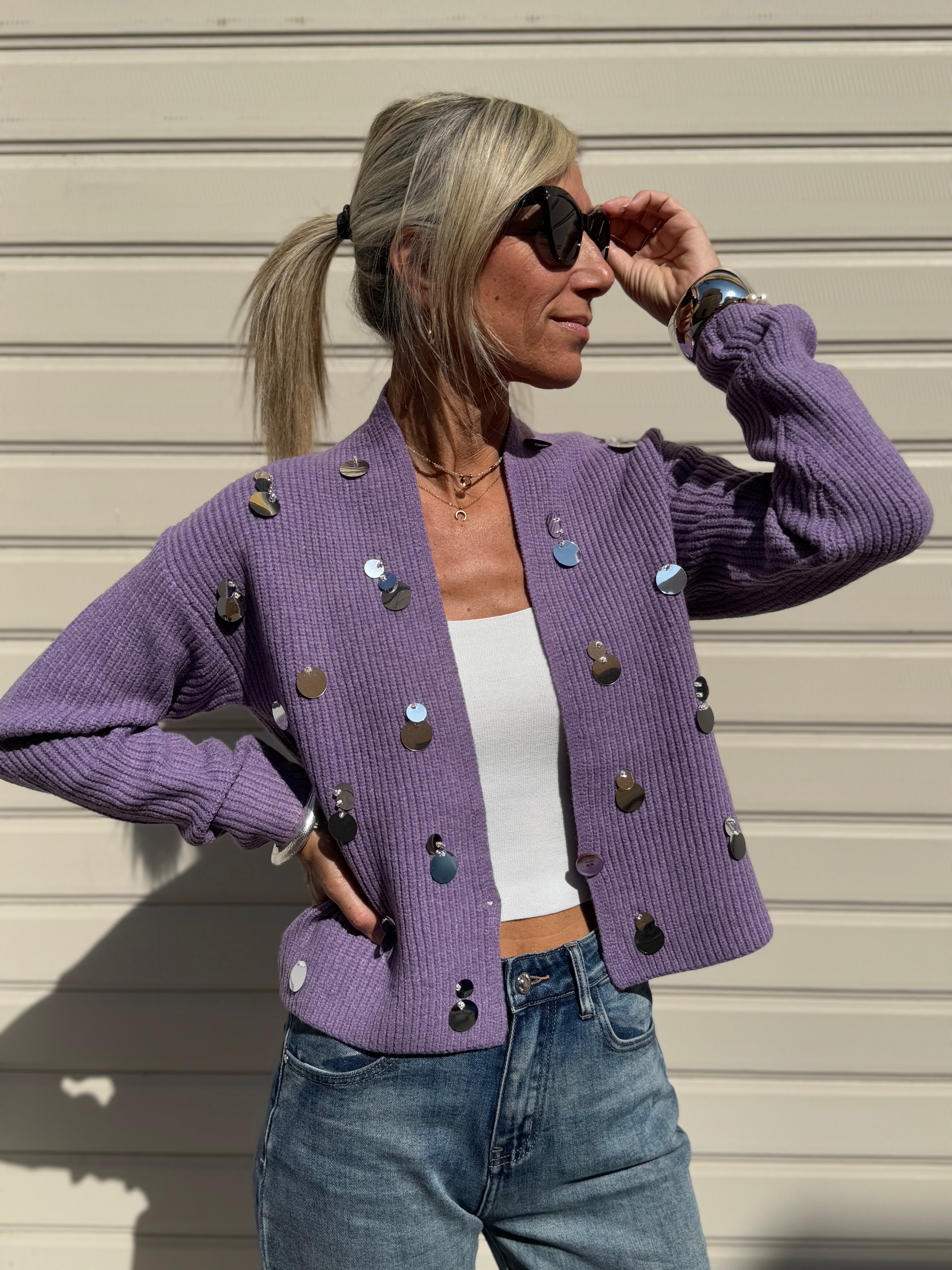 Cardigan maxi paillettes mimì