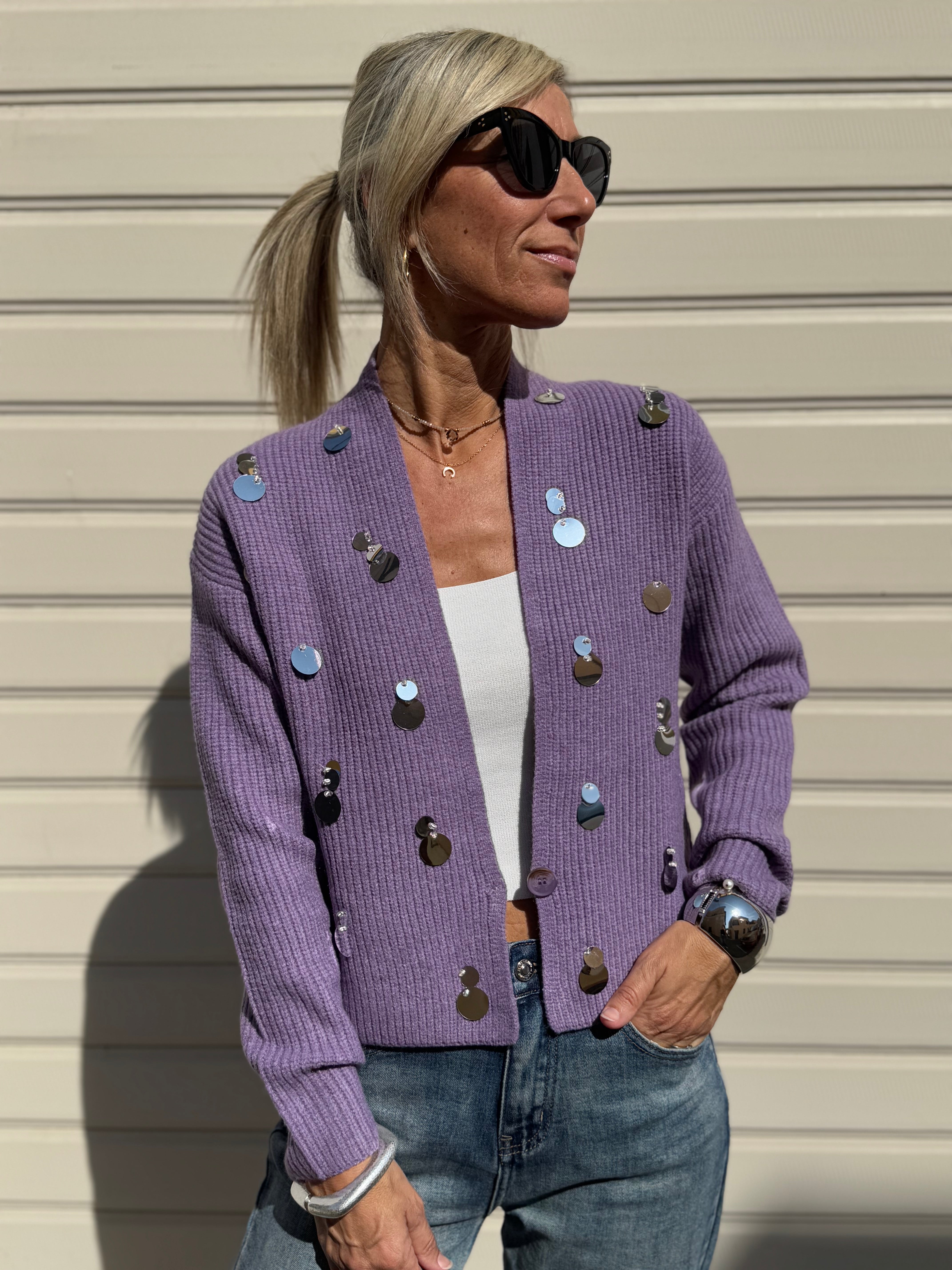 Cardigan maxi paillettes mimì