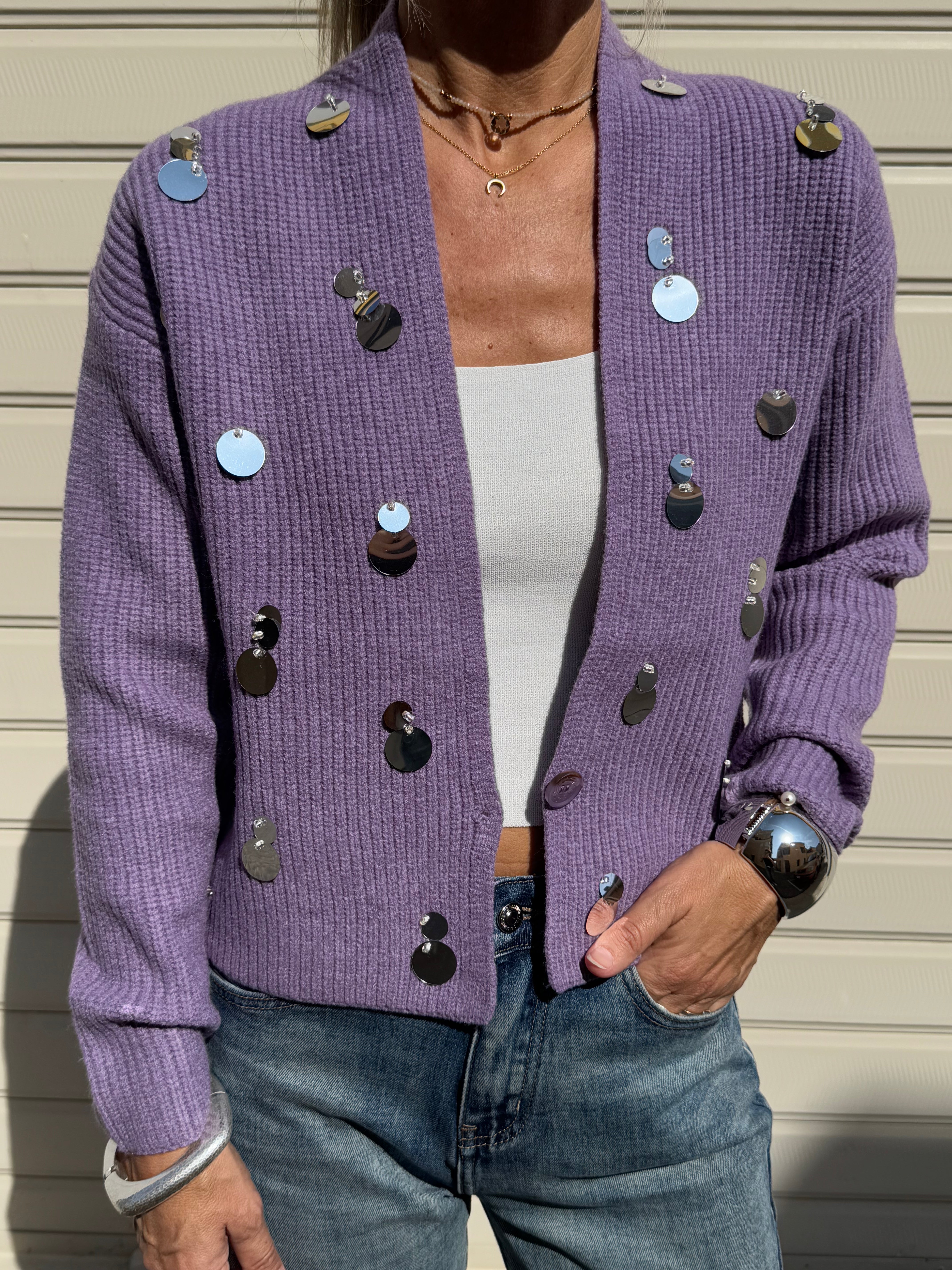 Cardigan maxi paillettes mimì
