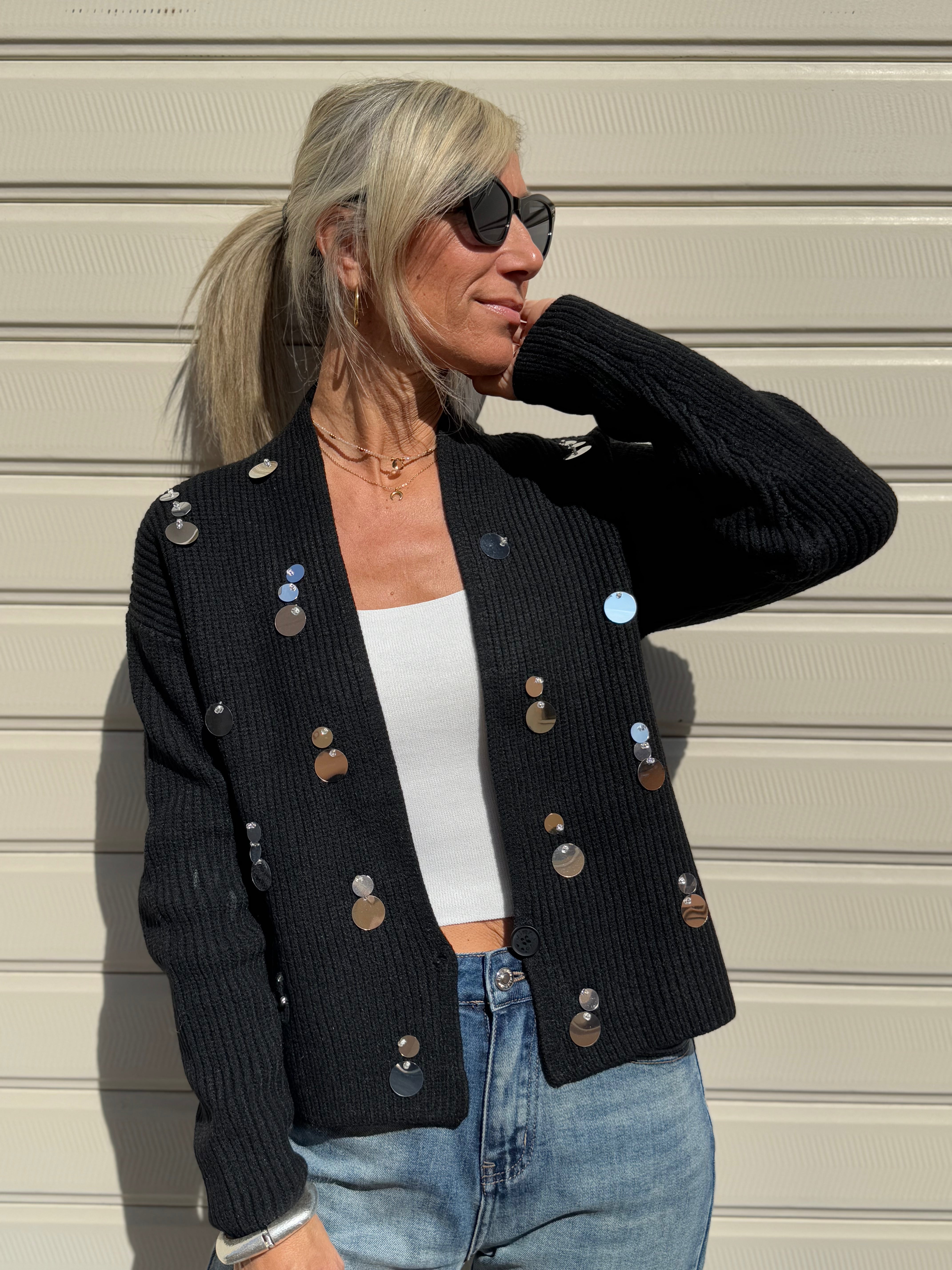 Cardigan maxi paillettes mimì