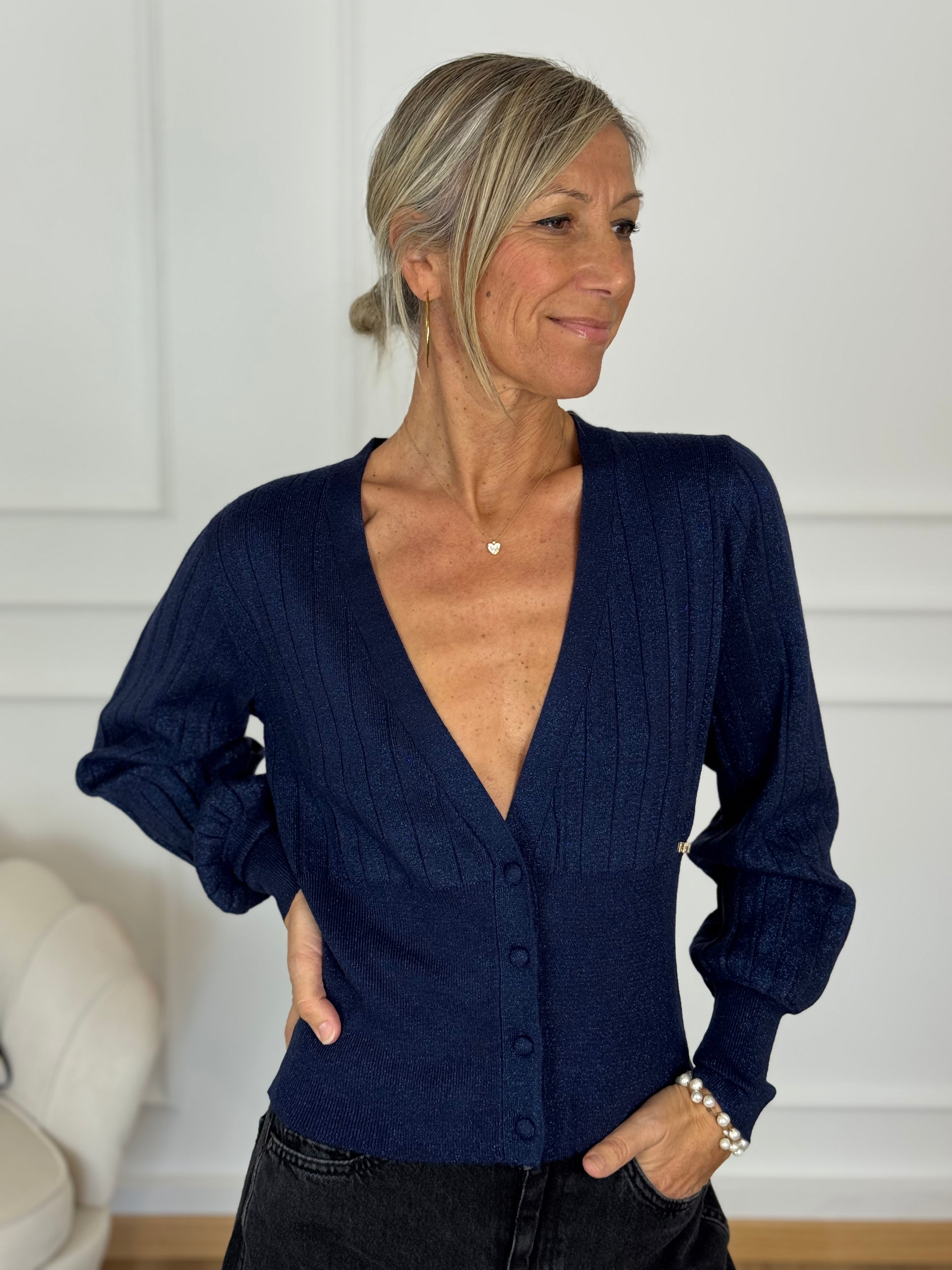 Cardigan coste lurex artigli