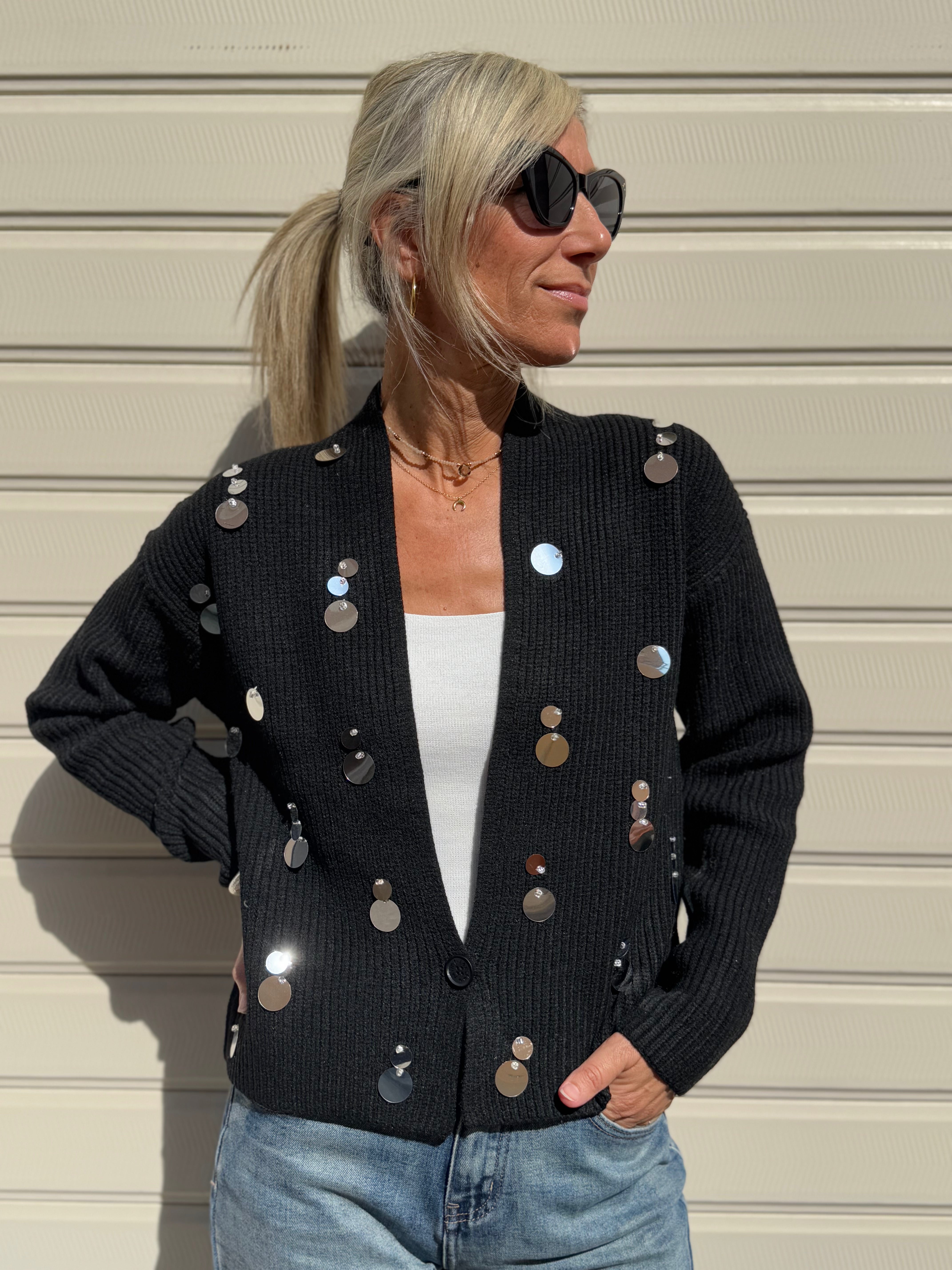 Cardigan maxi paillettes mimì