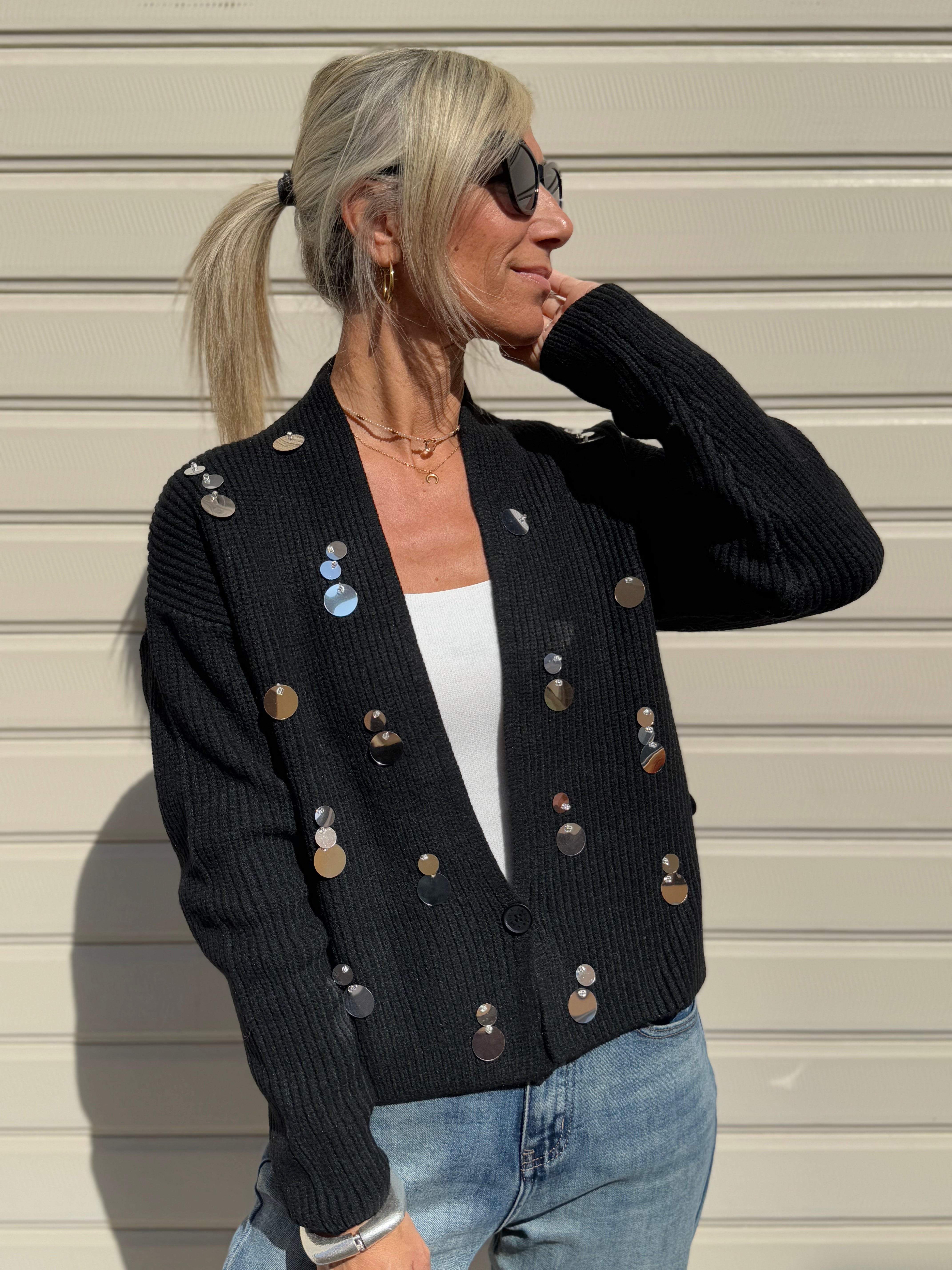 Cardigan maxi paillettes mimì