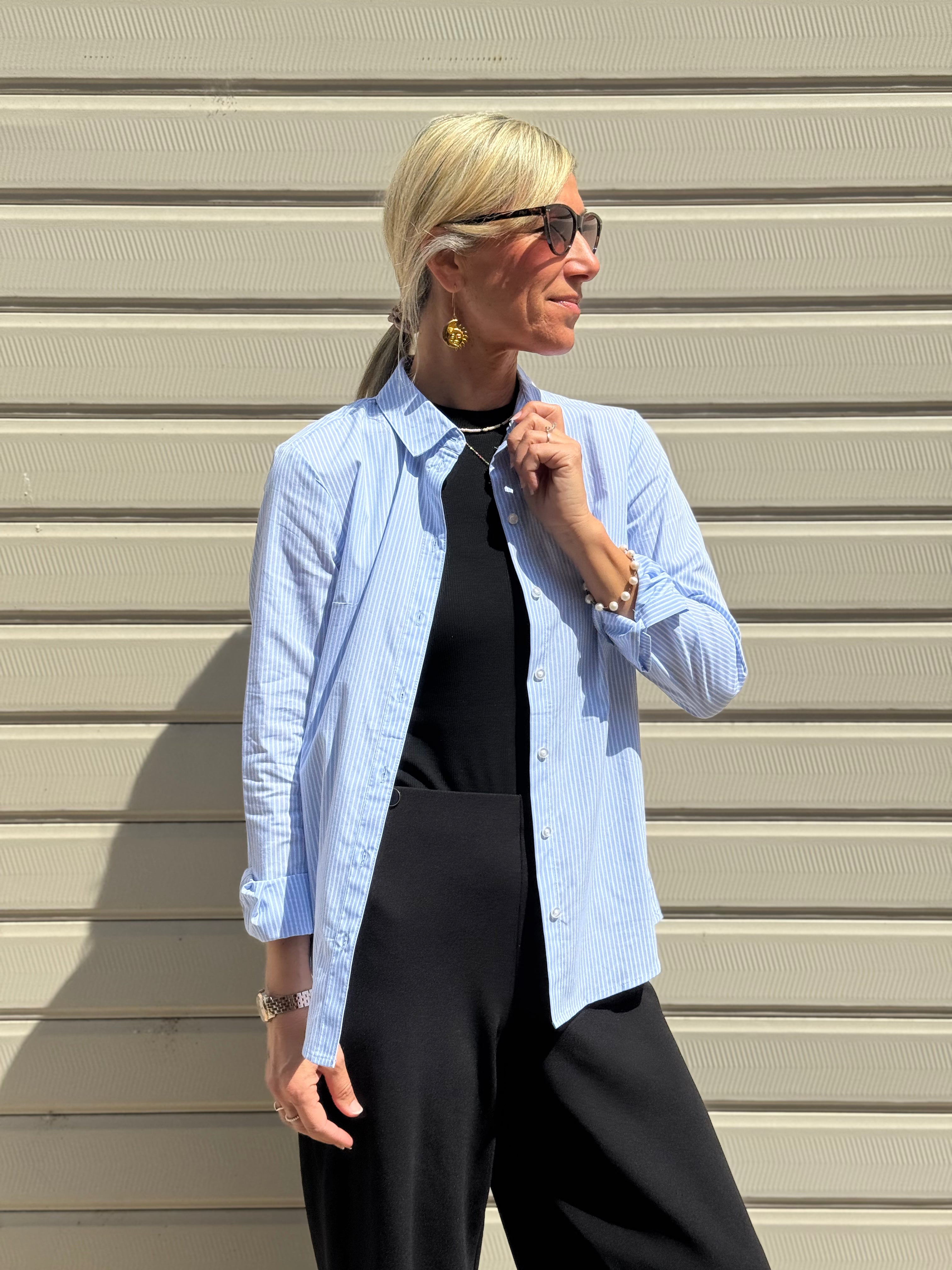 Camicia Millerighe Azzurra