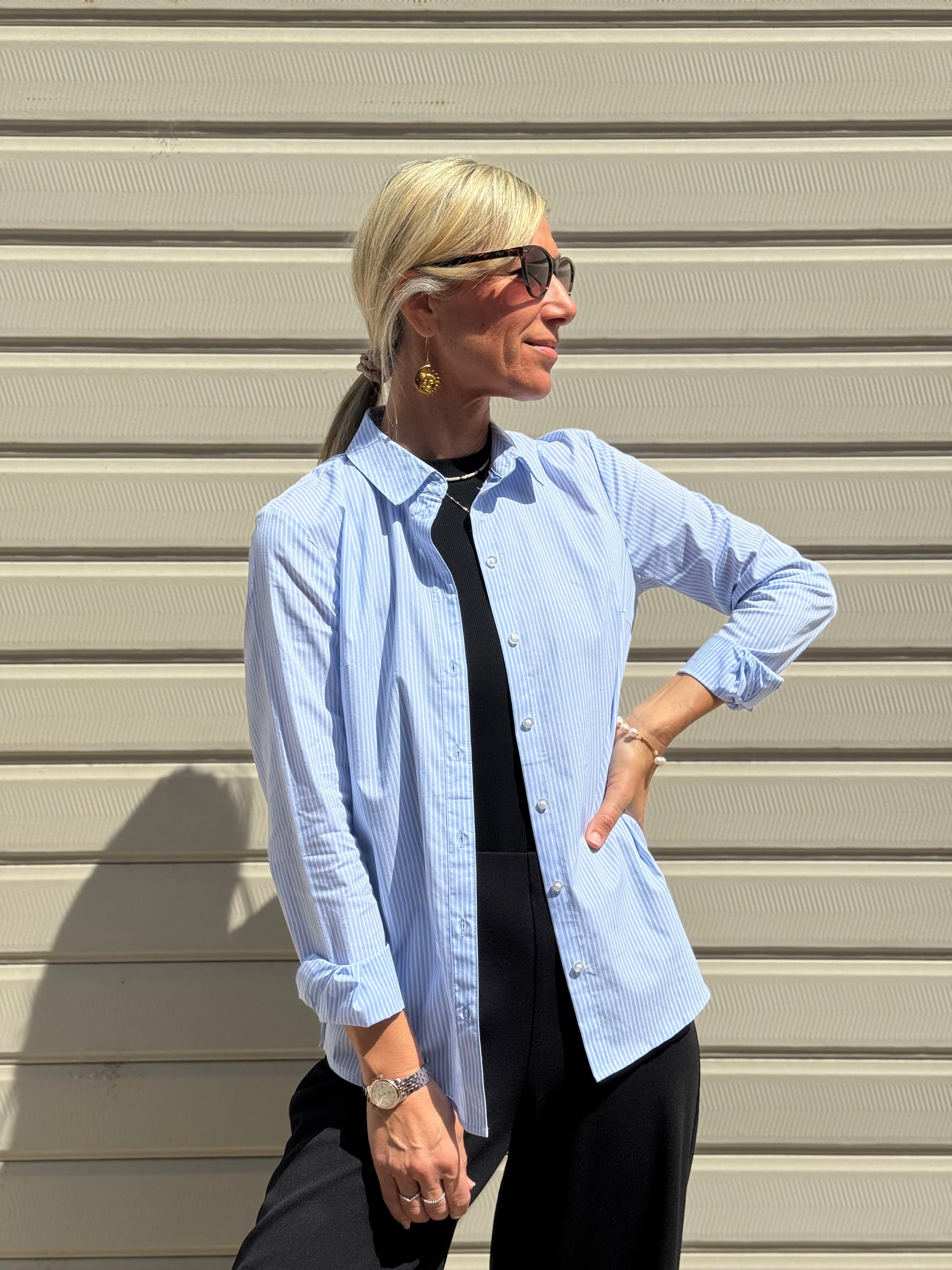 Camicia Millerighe Azzurra