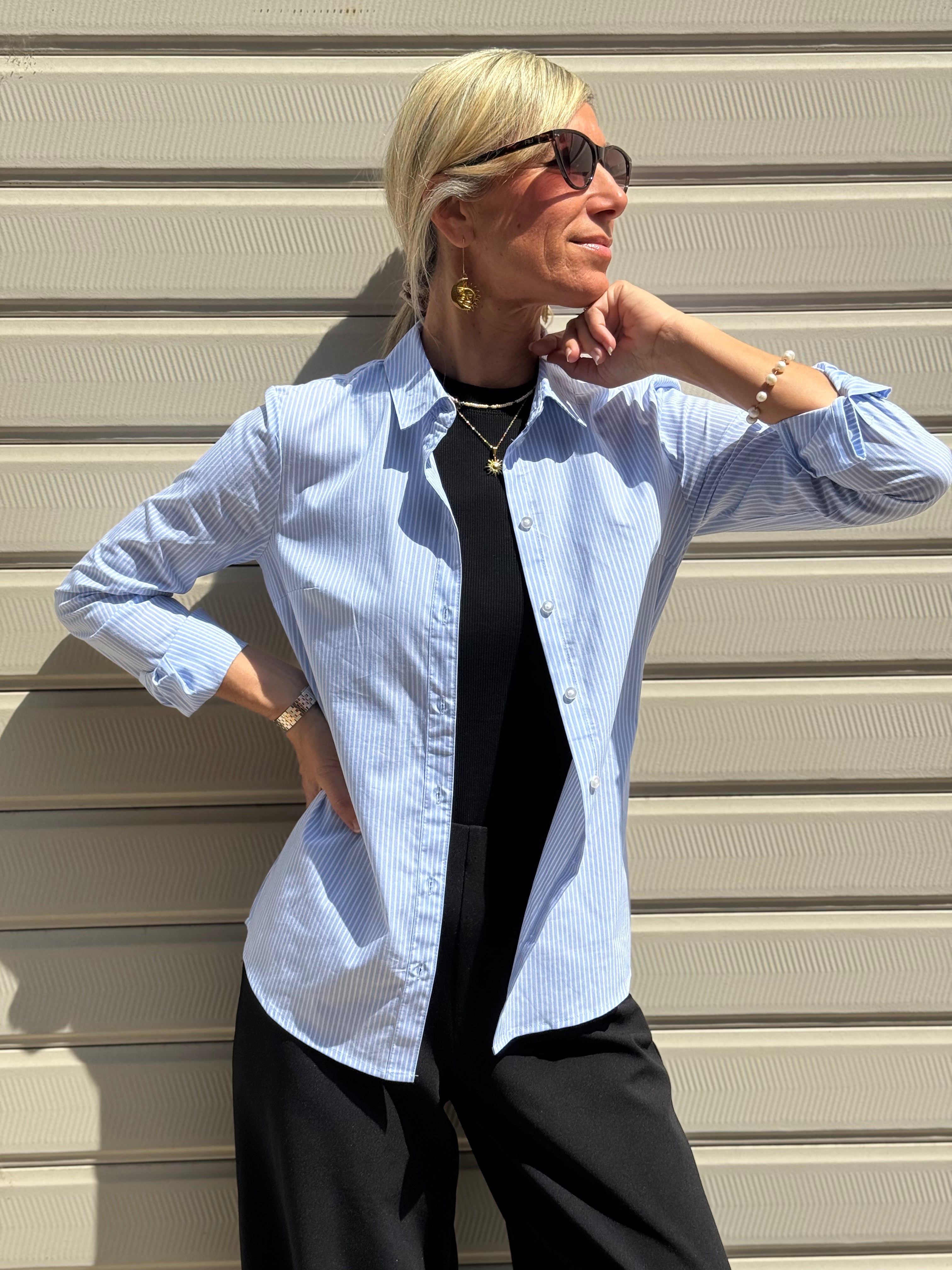 Camicia Millerighe Azzurra