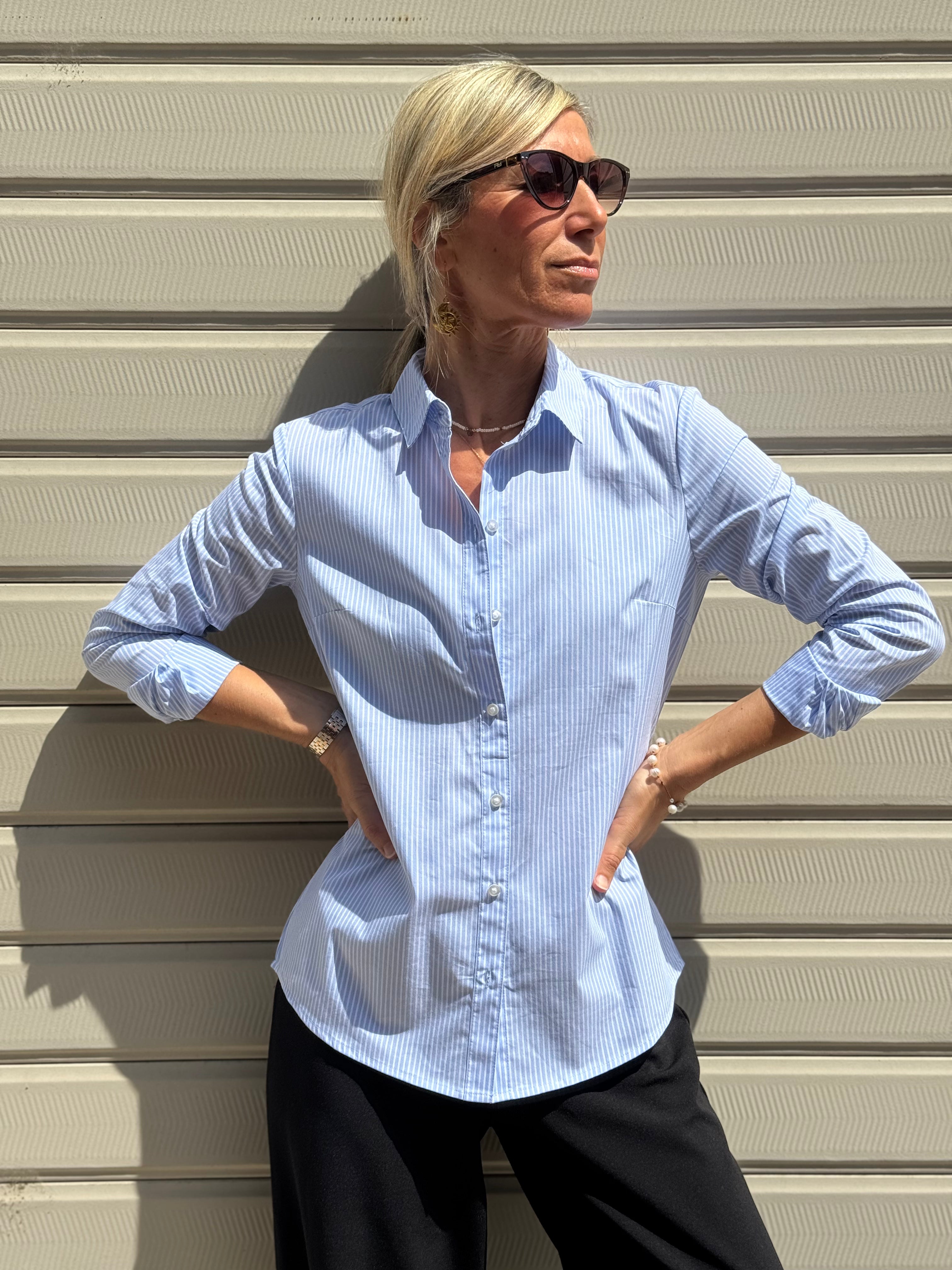Camicia Millerighe Azzurra