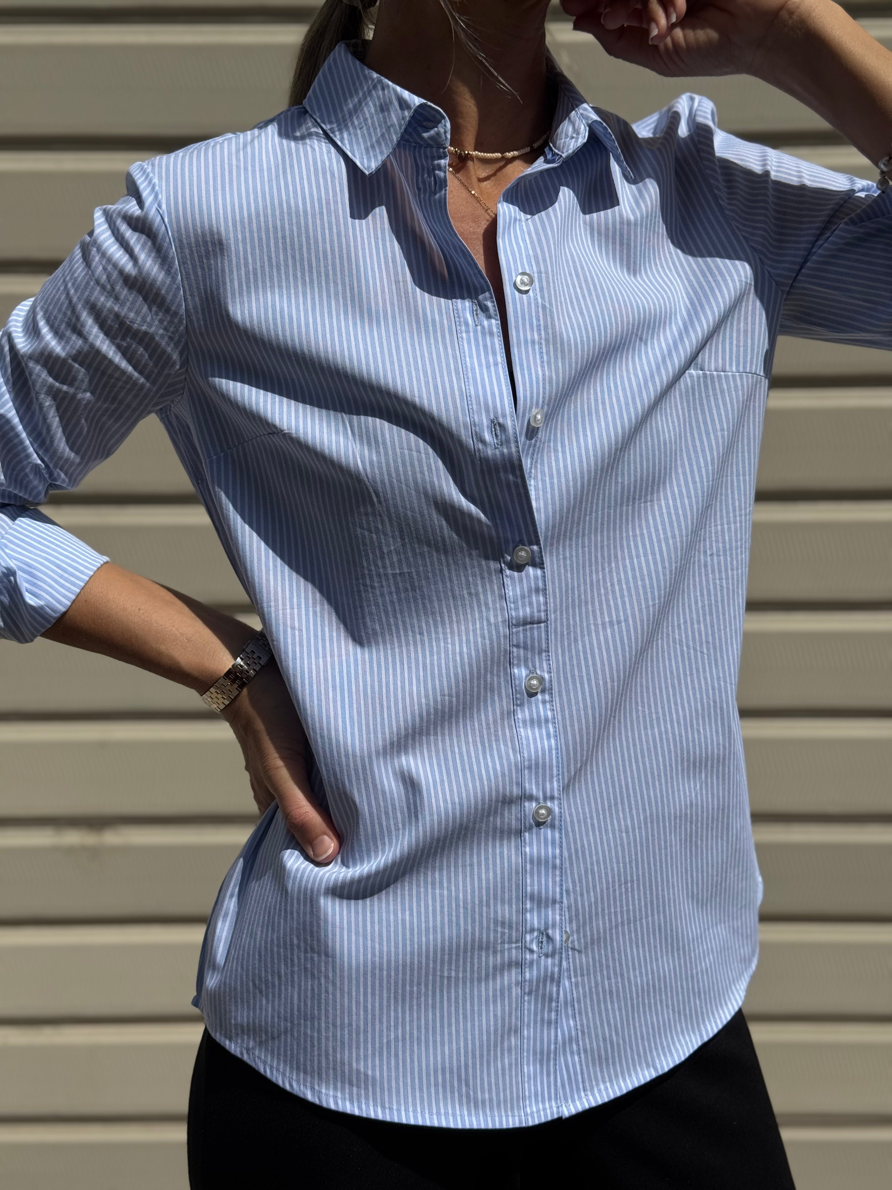 Camicia Millerighe Azzurra