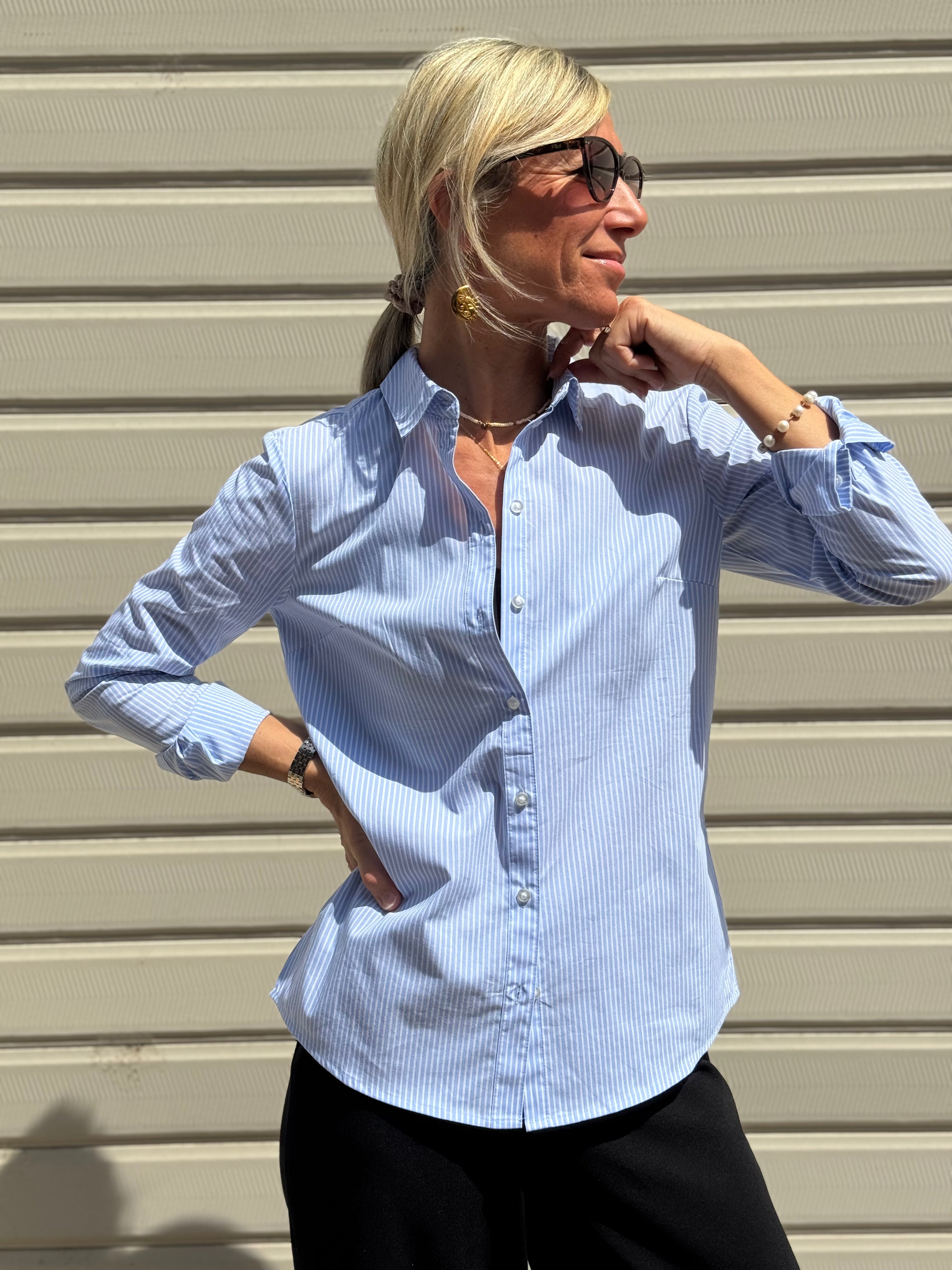 Camicia Millerighe Azzurra