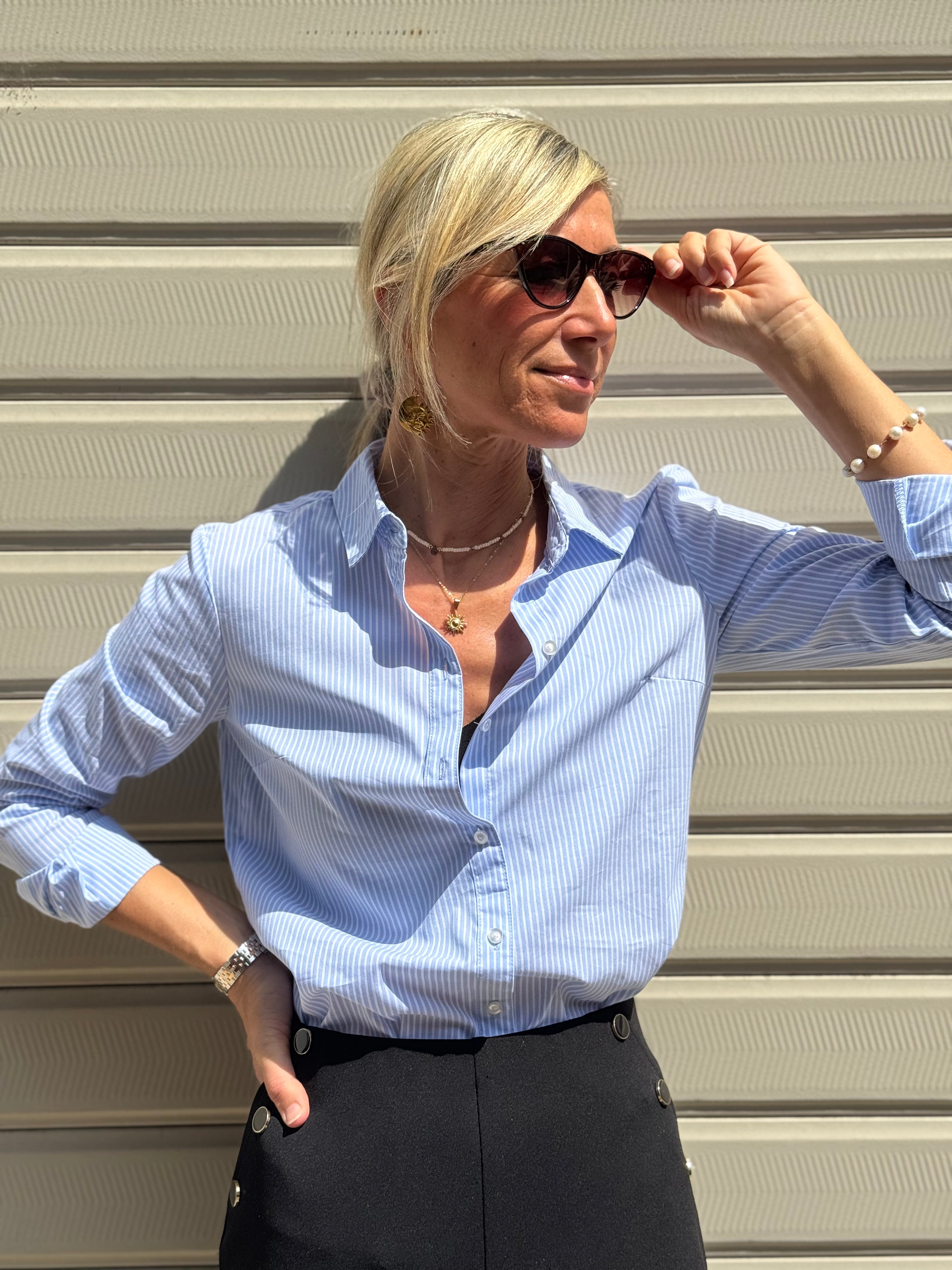 Camicia Millerighe Azzurra