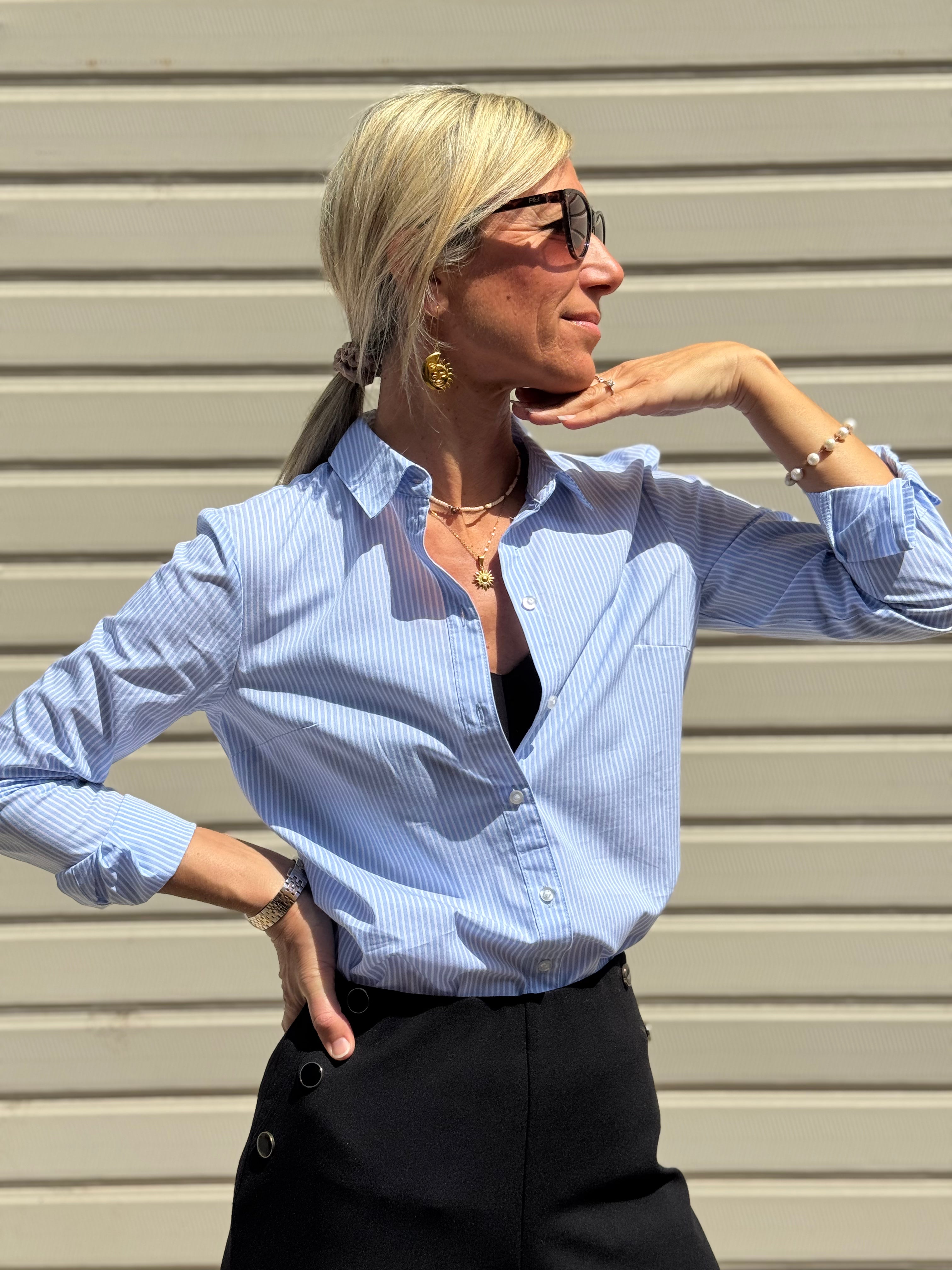 Camicia Millerighe Azzurra