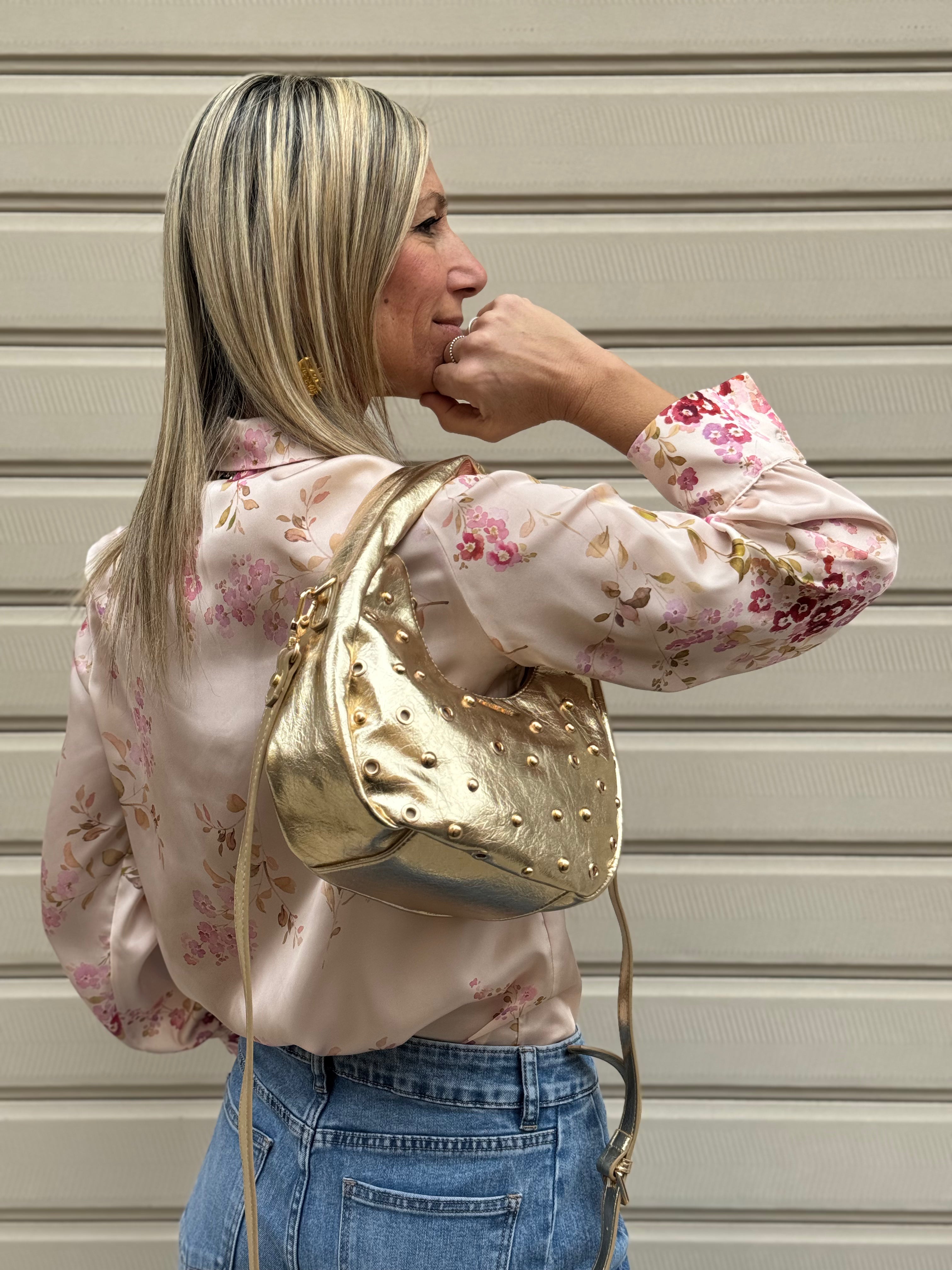 Borsa mezzaluna borchie Mimì