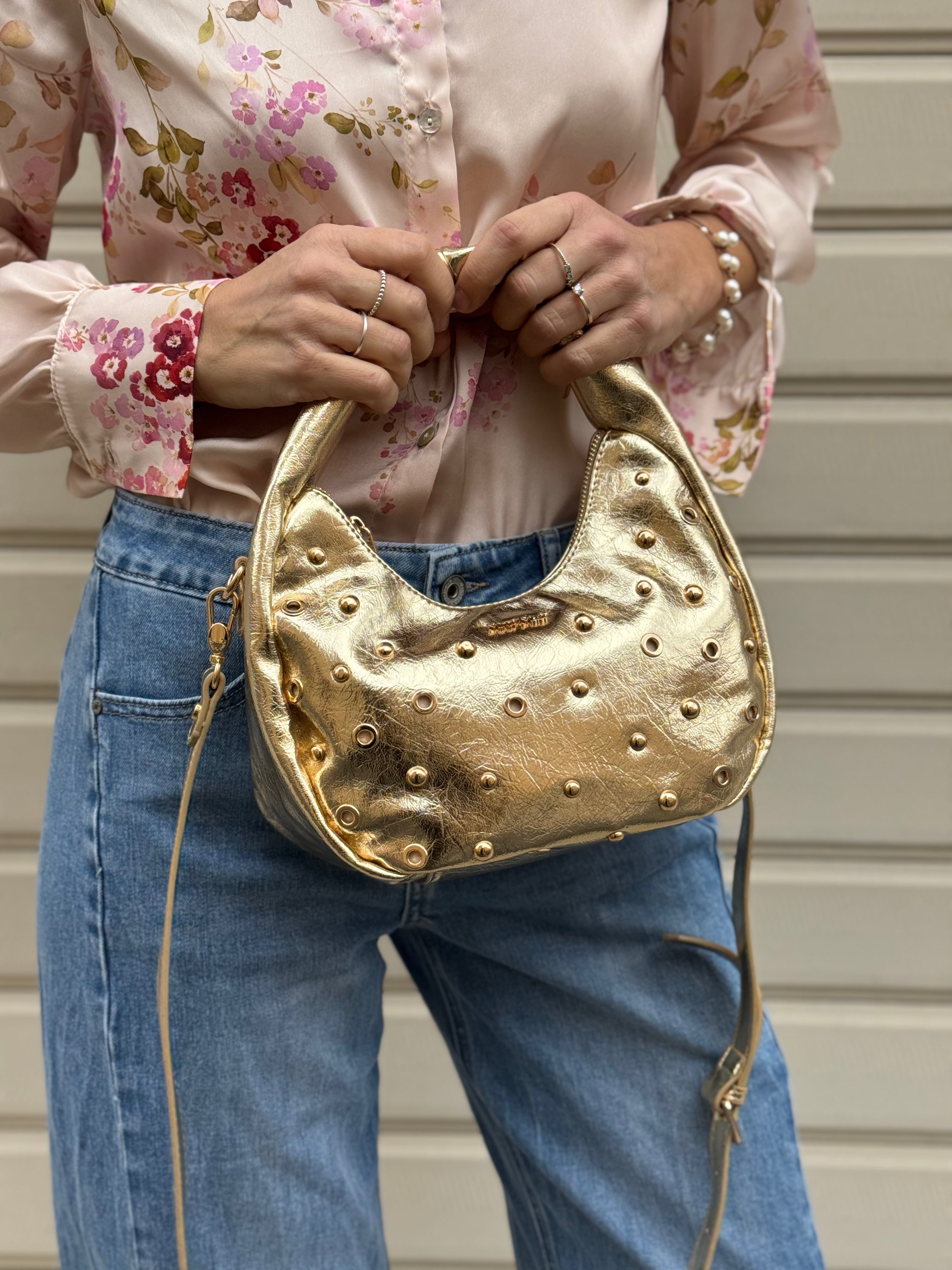 Borsa mezzaluna borchie Mimì