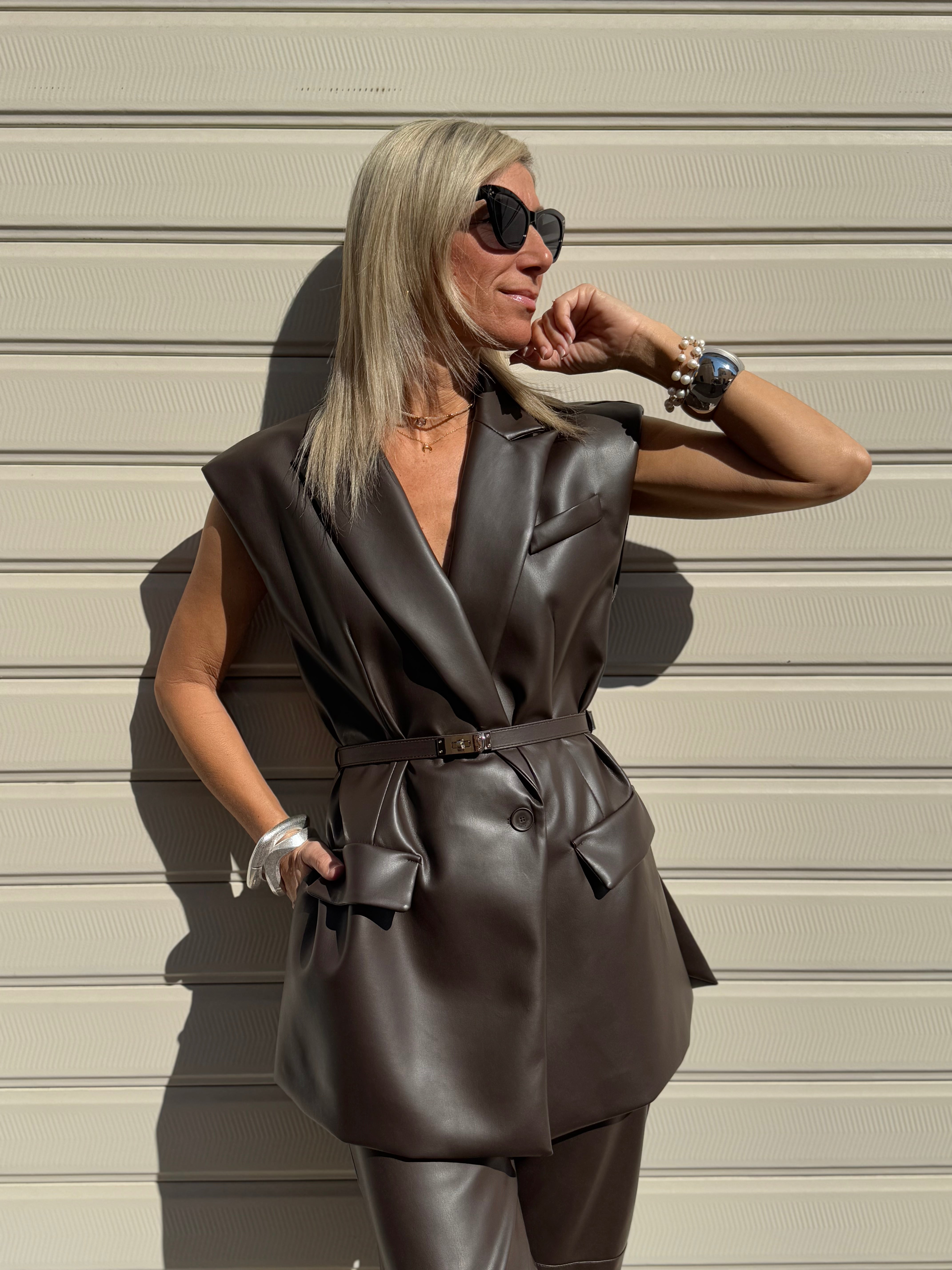 Gilet ecopelle cinturino imperial