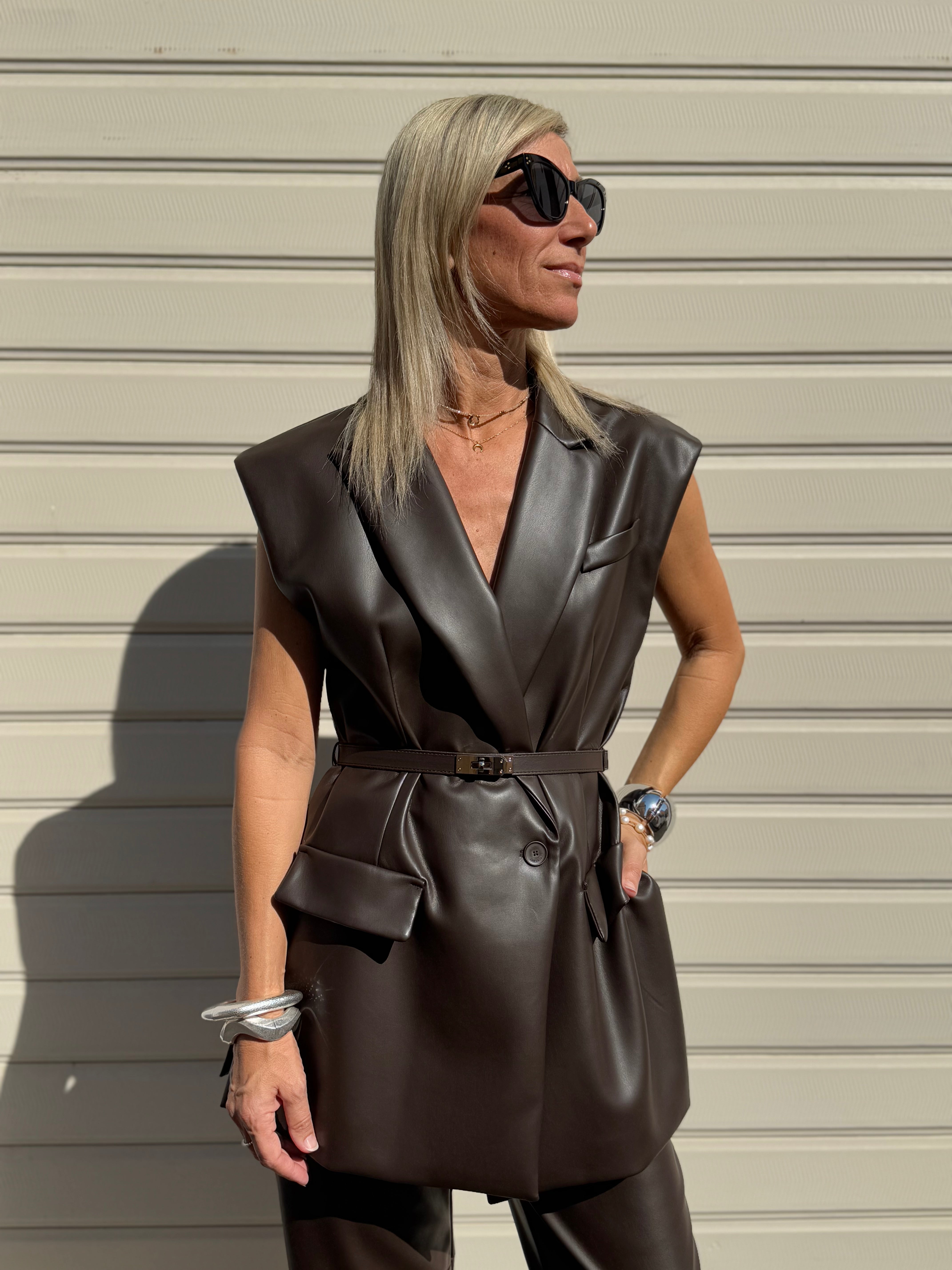 Gilet ecopelle cinturino imperial