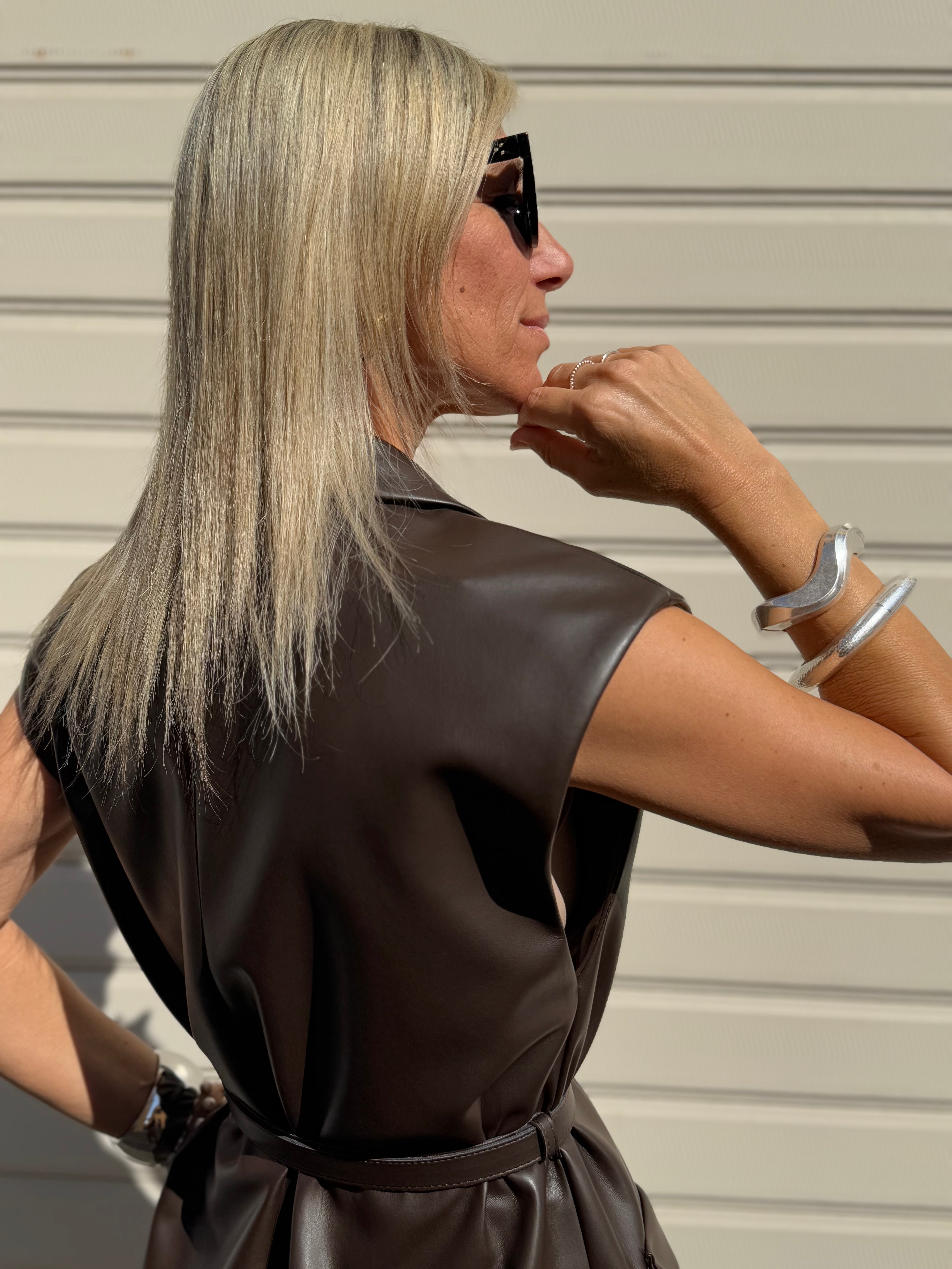 Gilet ecopelle cinturino imperial
