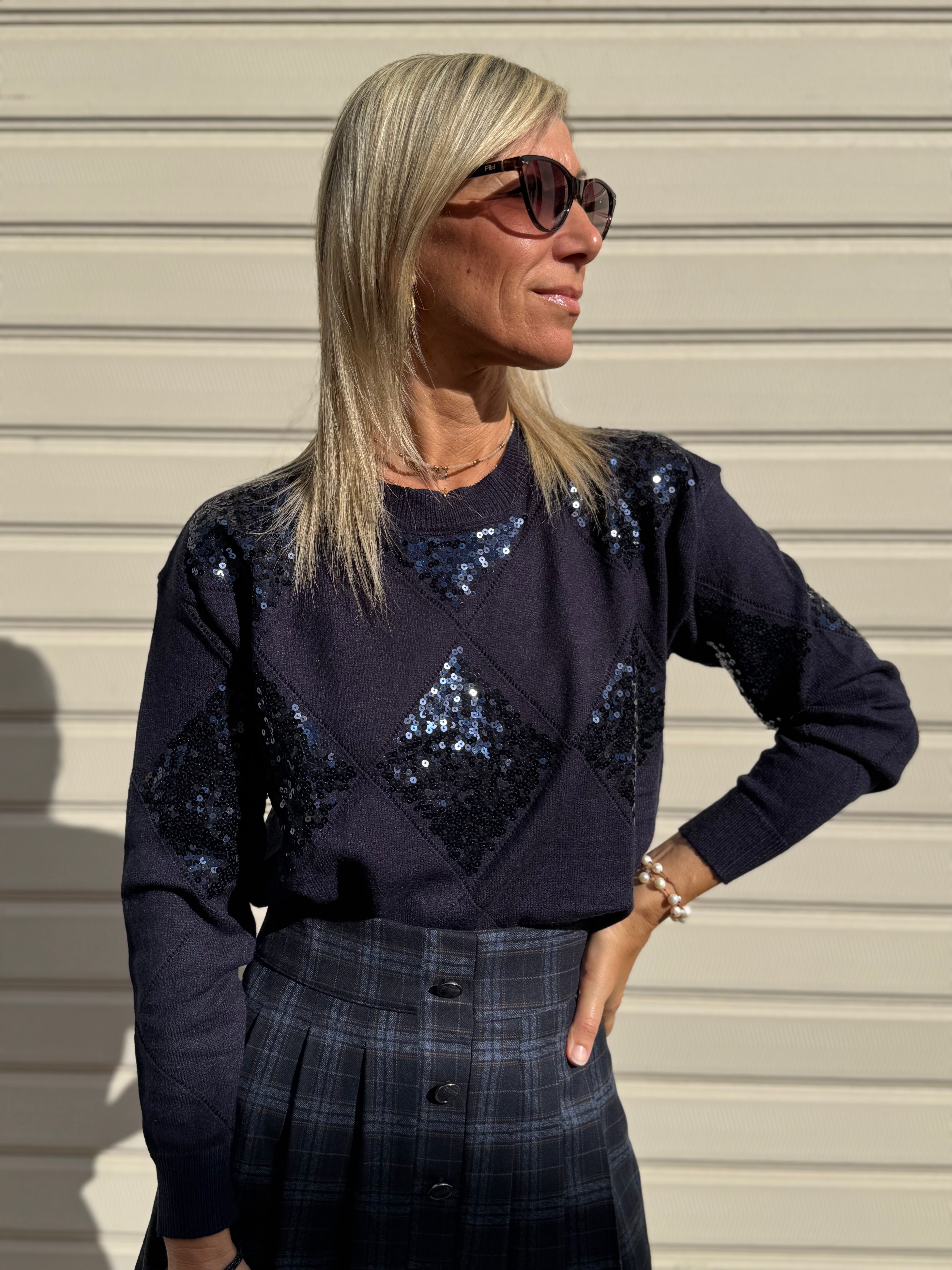 Maglia rombi paillettes mimì