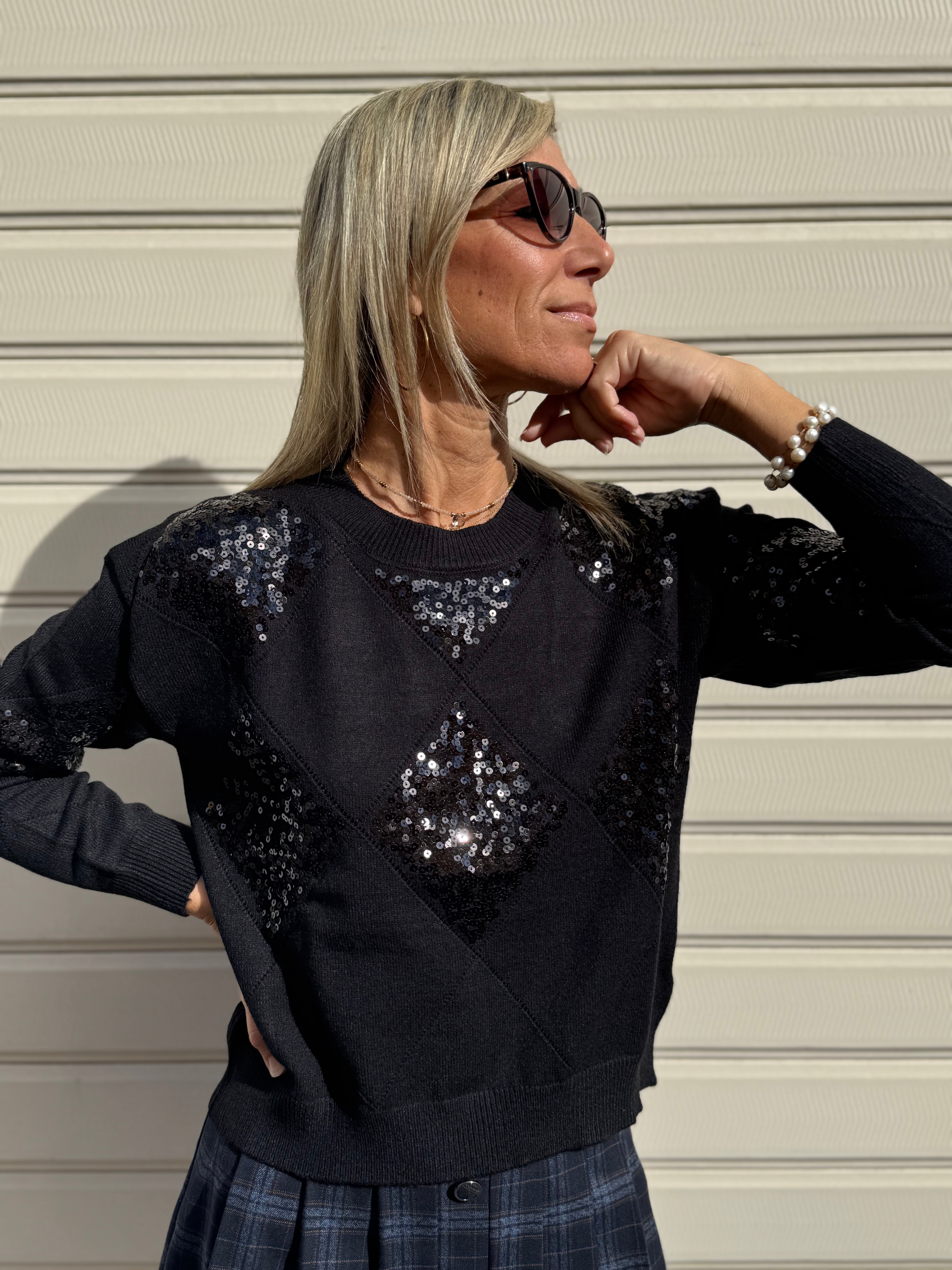 Maglia rombi paillettes mimì