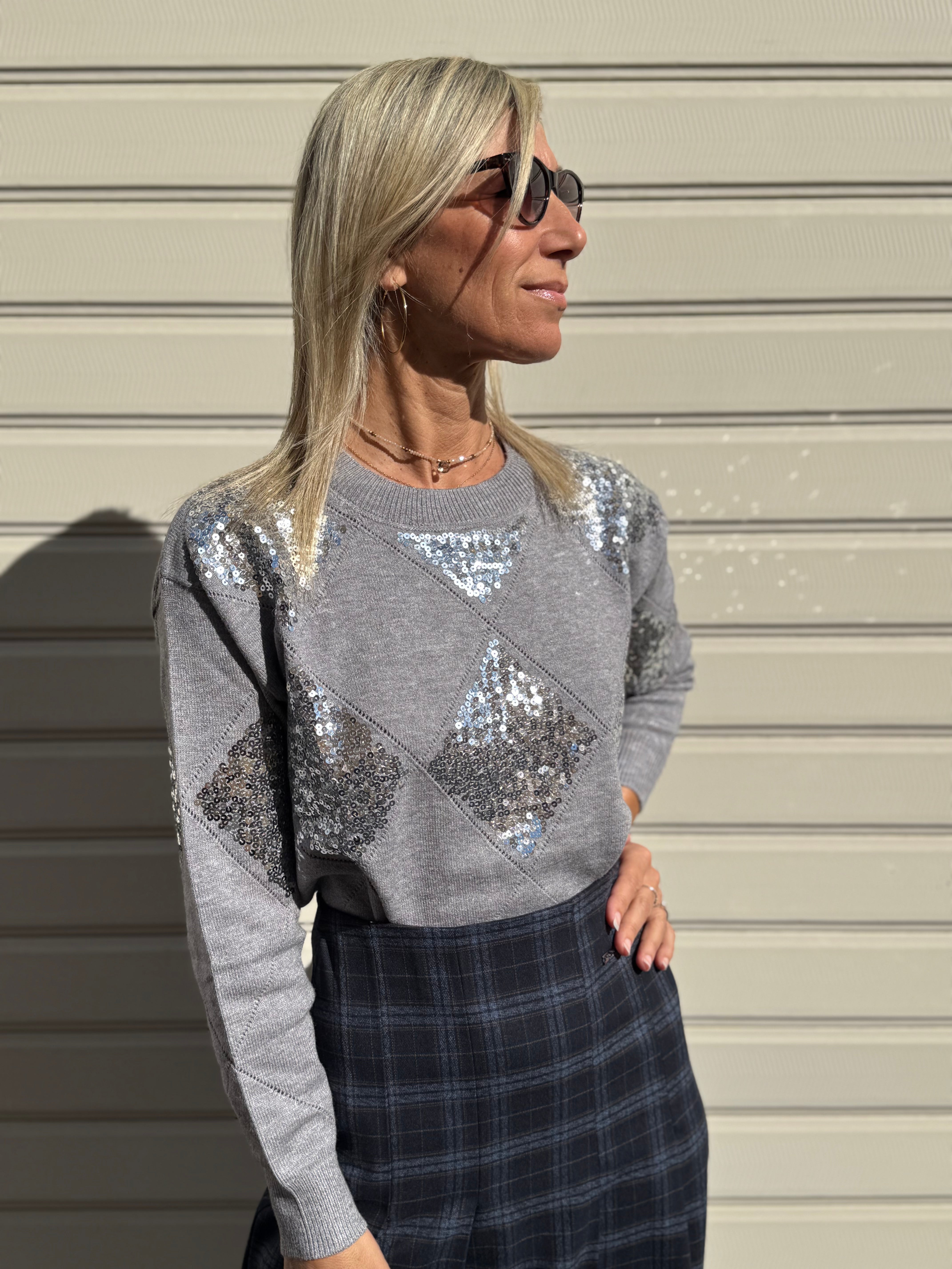 Maglia rombi paillettes mimì