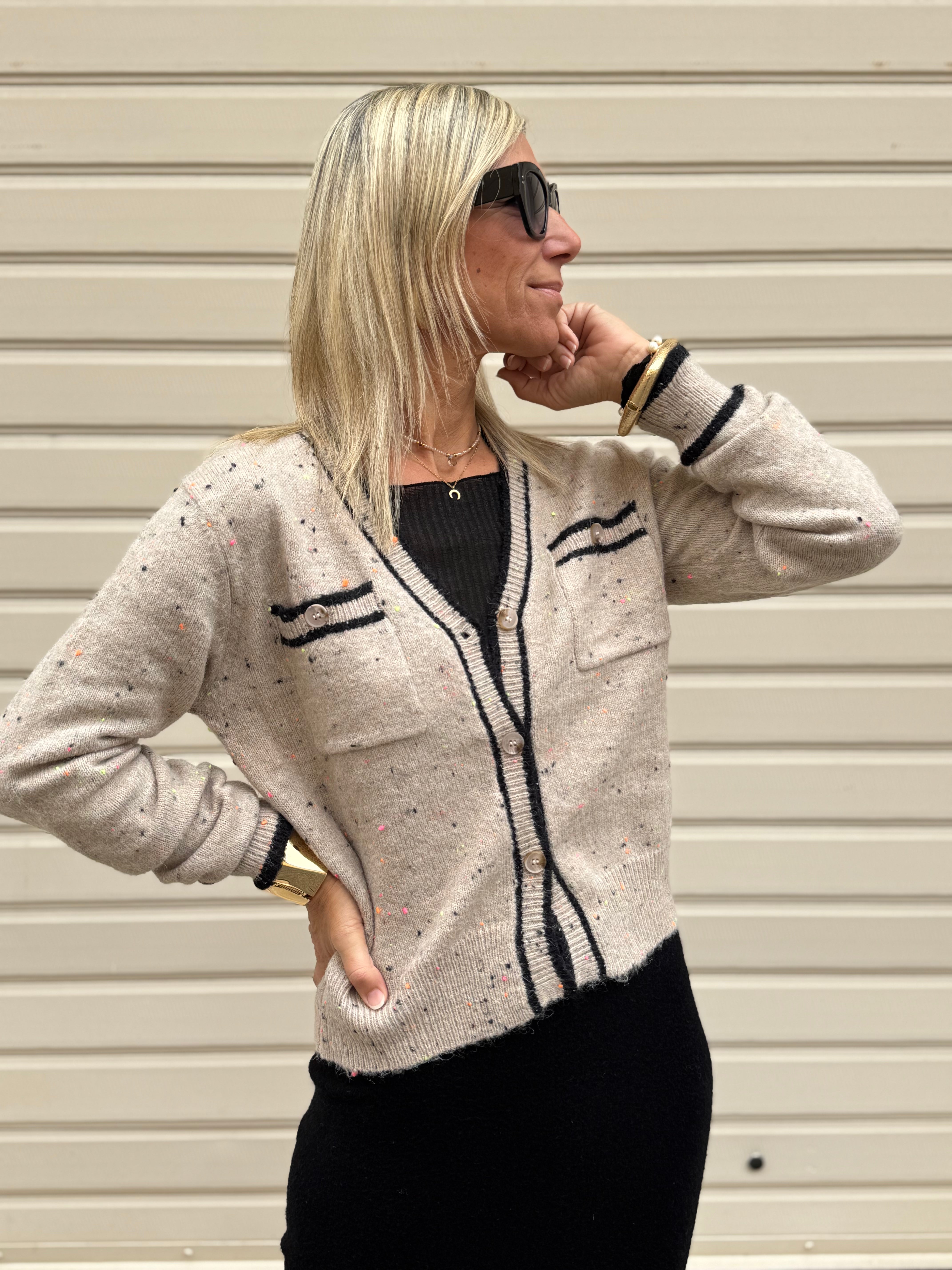 Cardigan puntini fluo