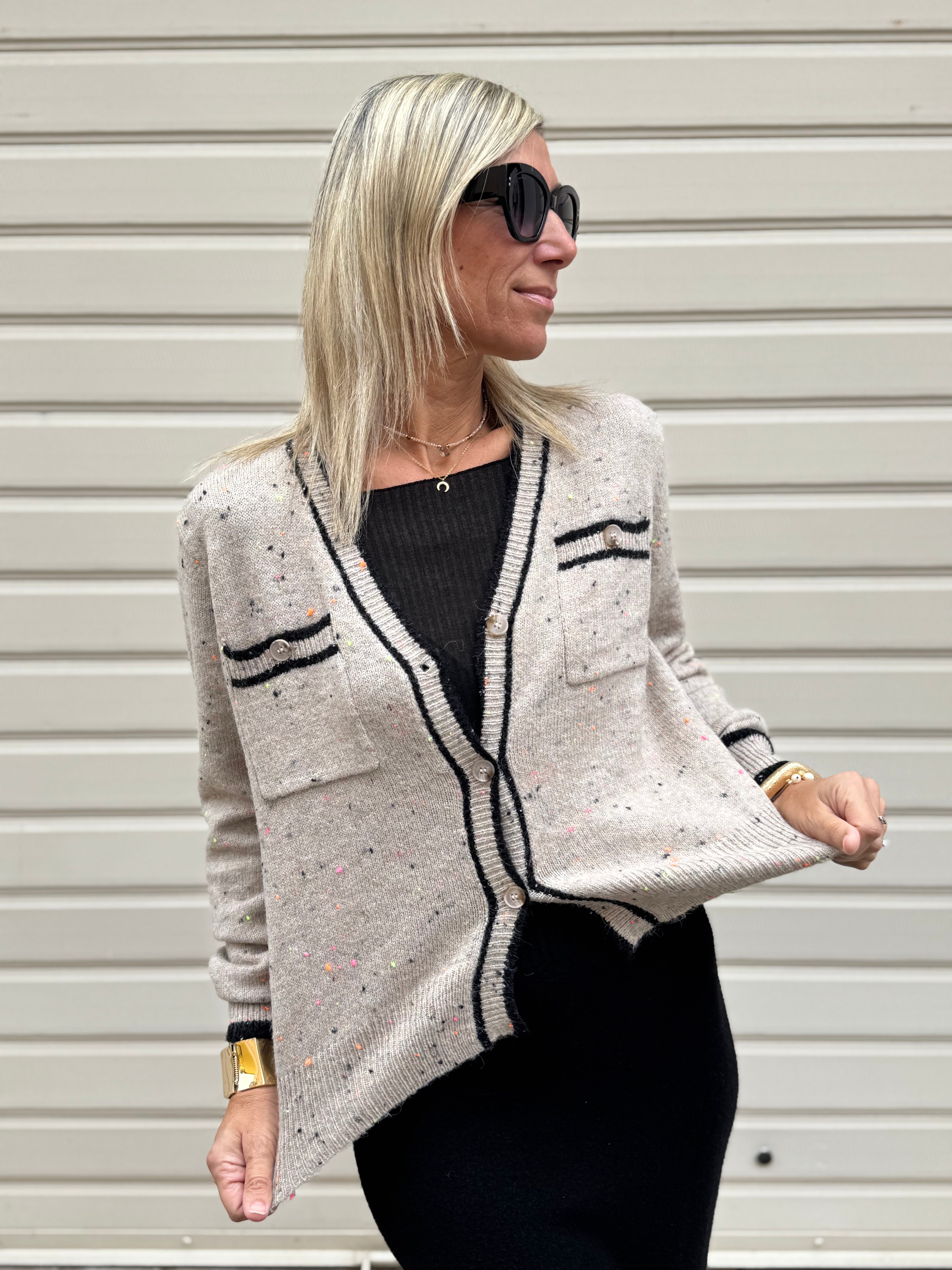 Cardigan puntini fluo