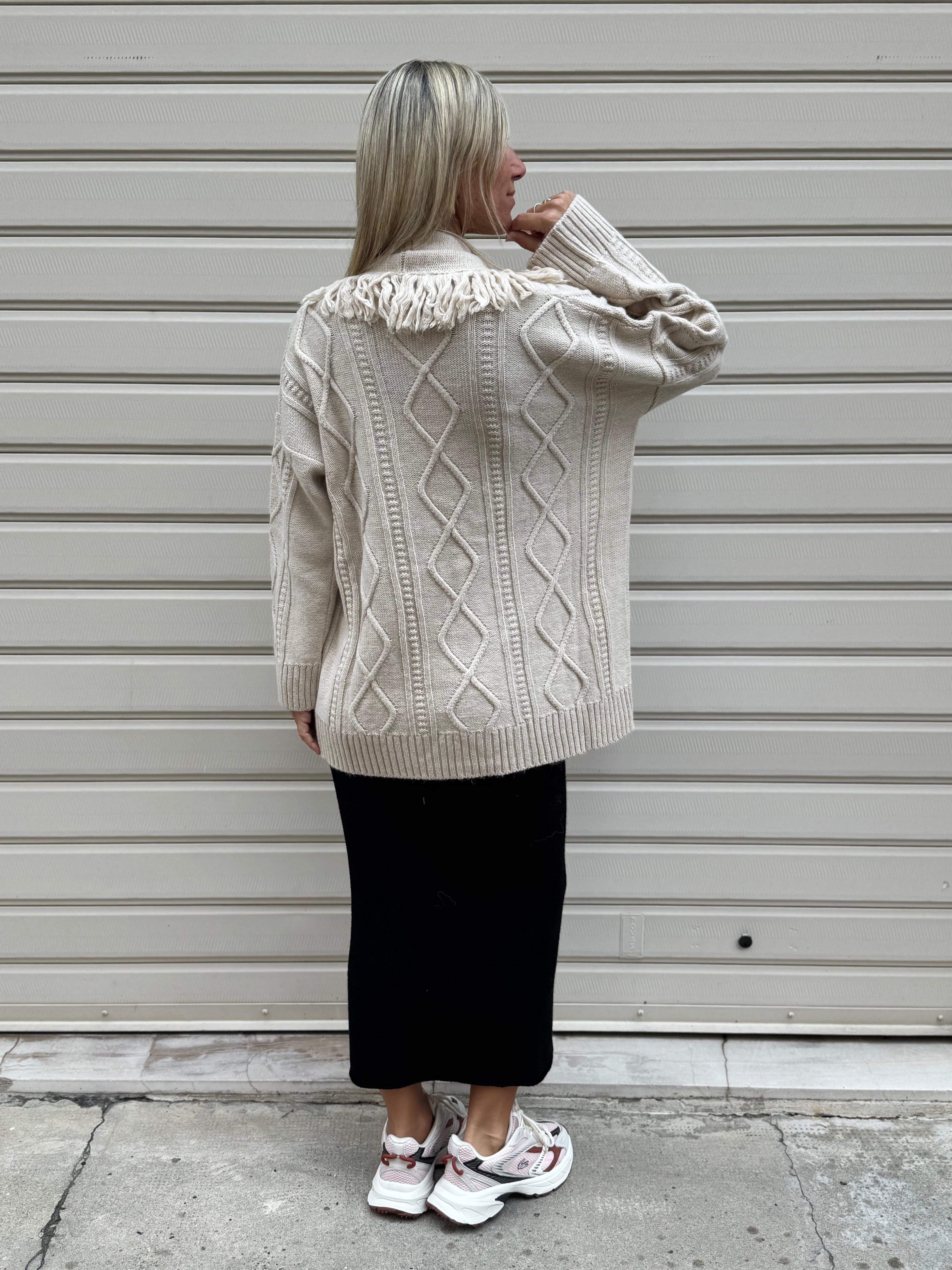 Maxi cardigan con losanghe