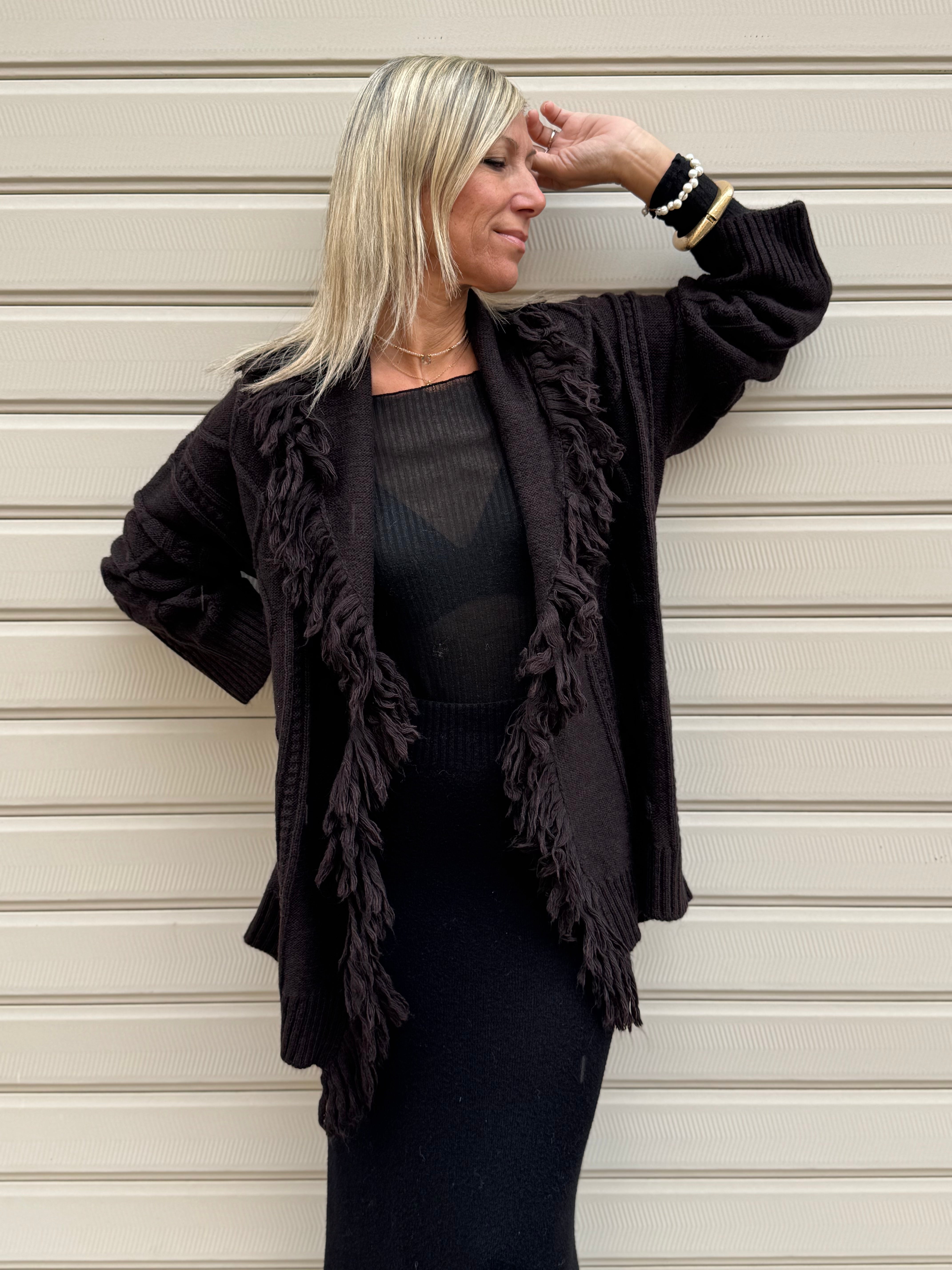 Maxi cardigan con losanghe