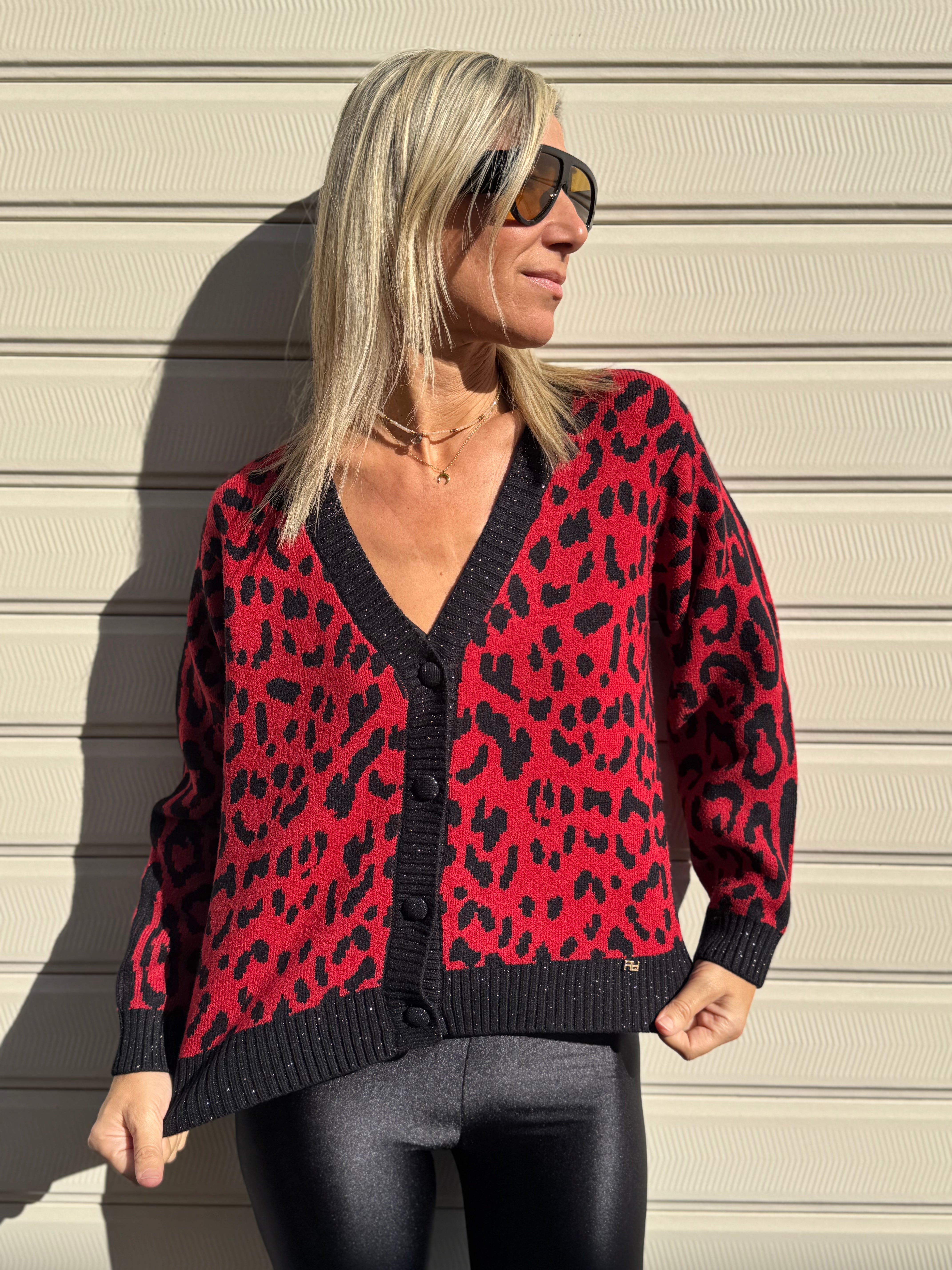 Cardigan maculato rosso
