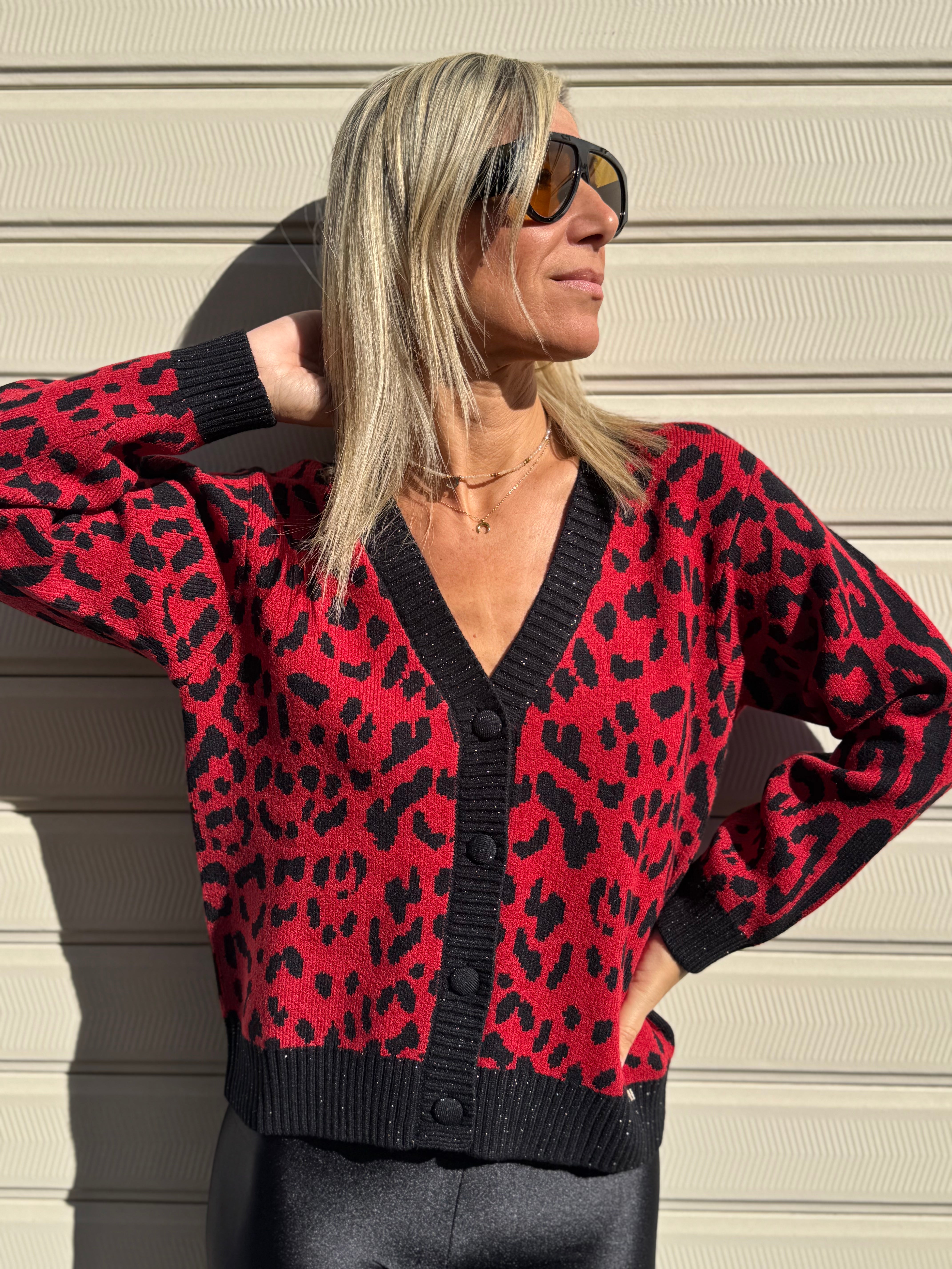Cardigan maculato rosso