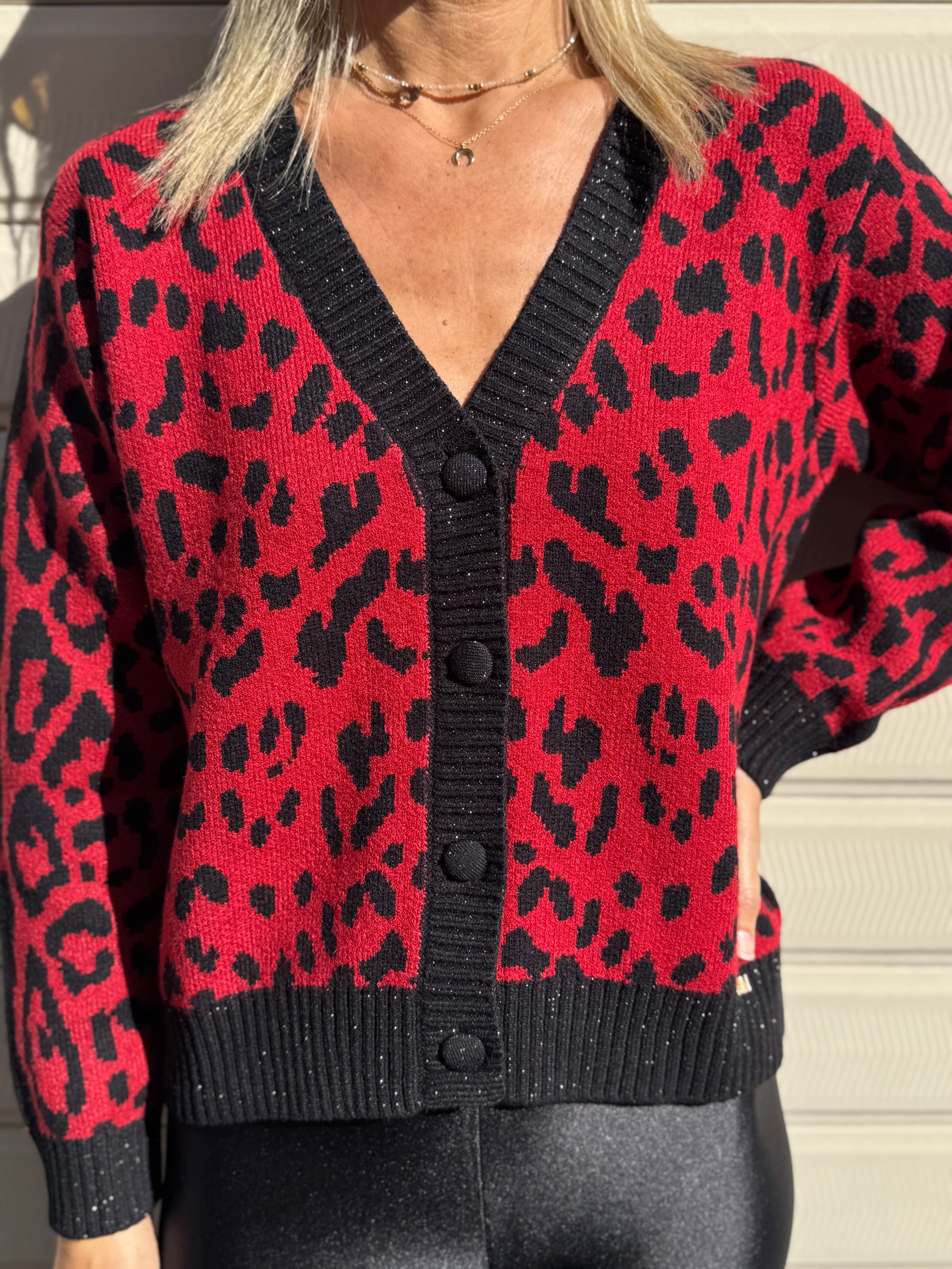 Cardigan maculato rosso