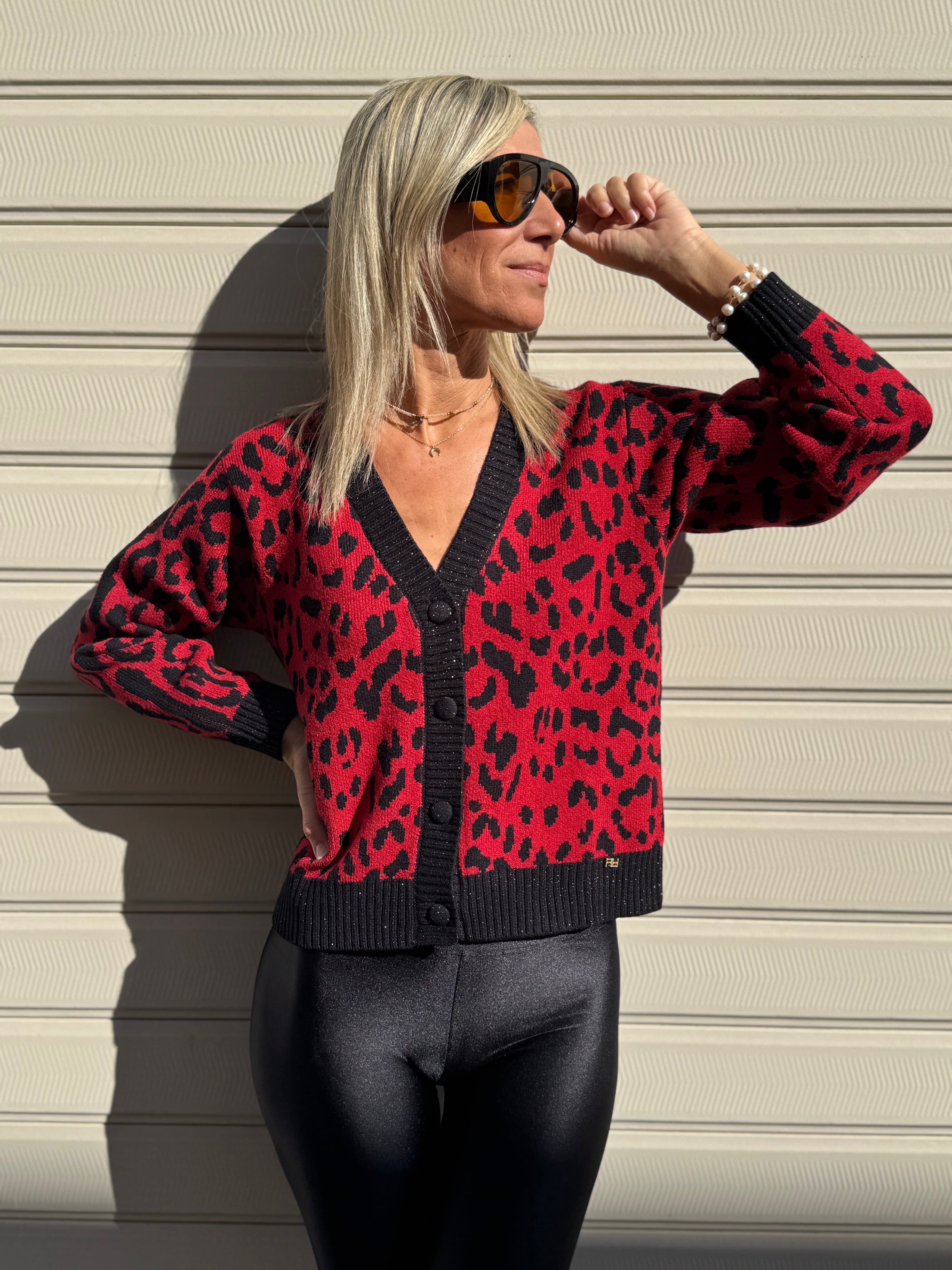 Cardigan maculato rosso