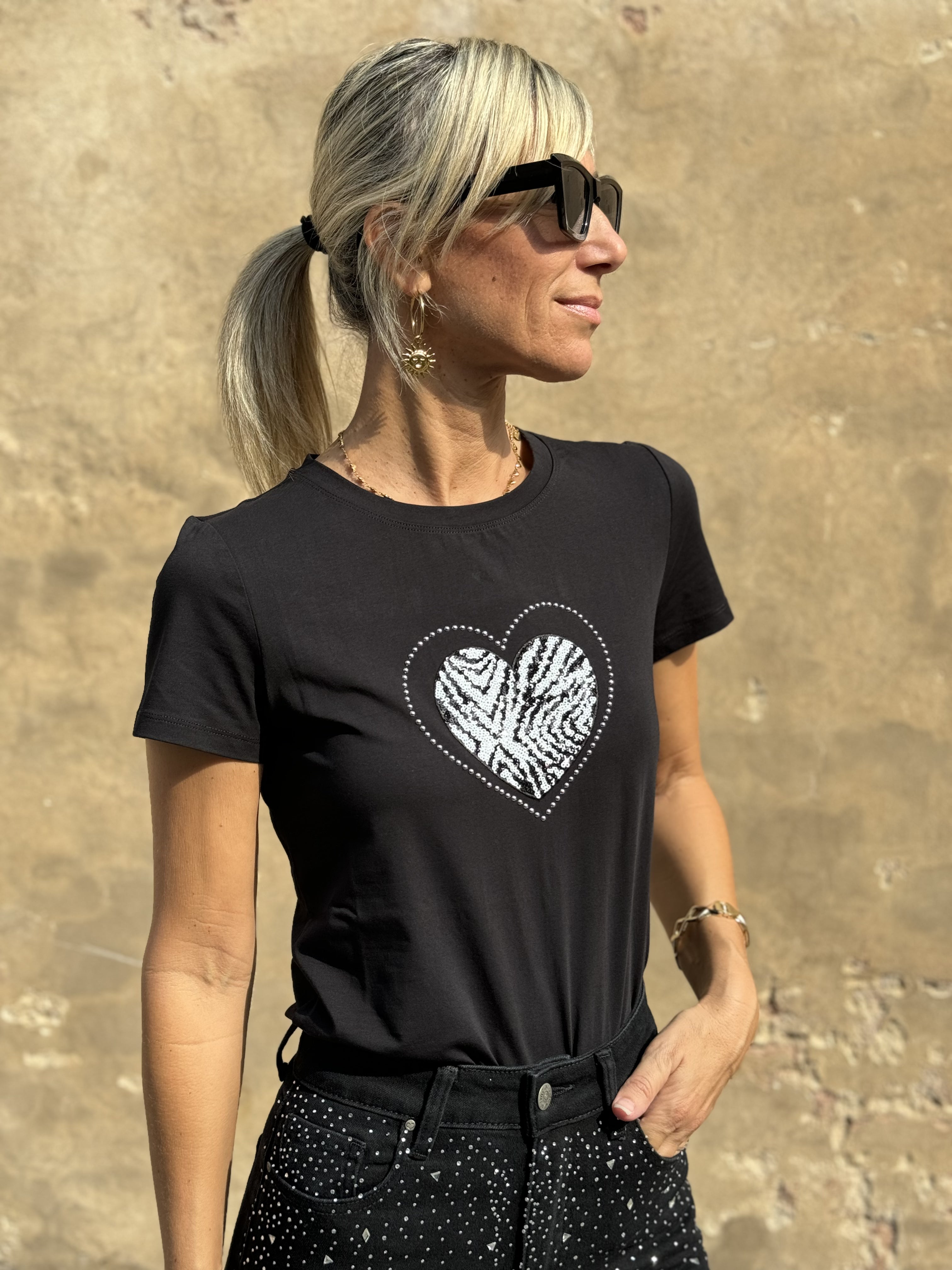 Tshirt Cuore Zebrato