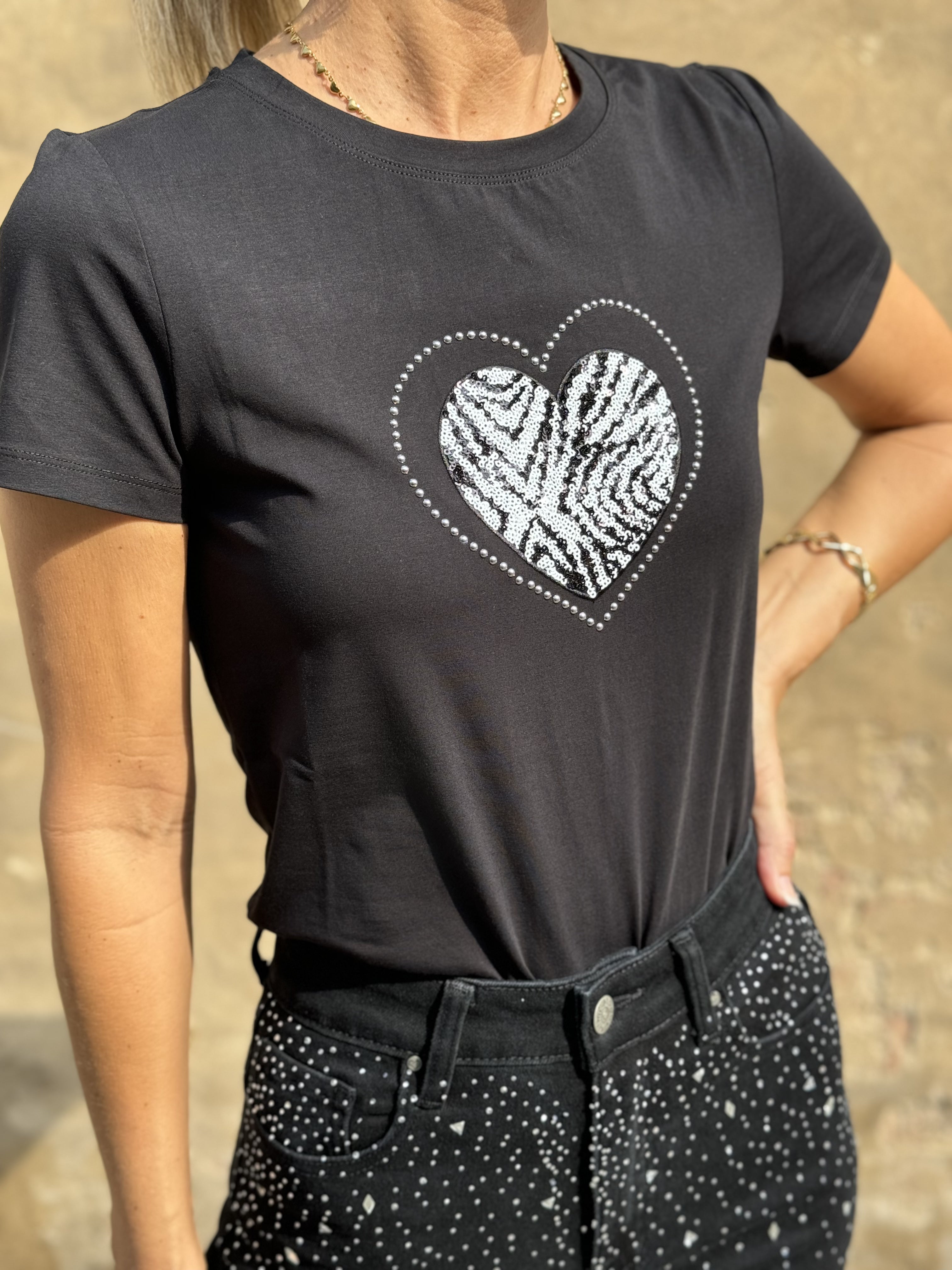 Tshirt Cuore Zebrato