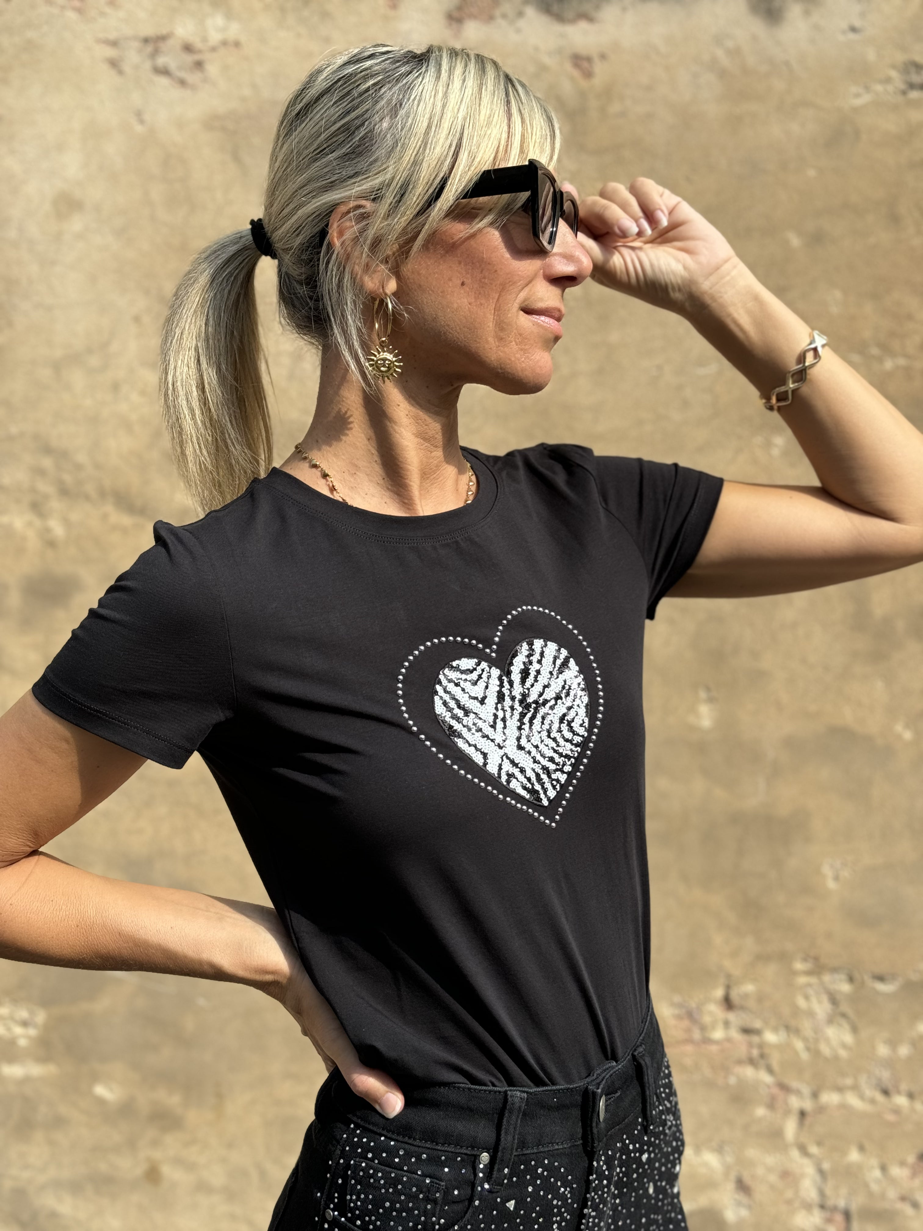 Tshirt Cuore Zebrato