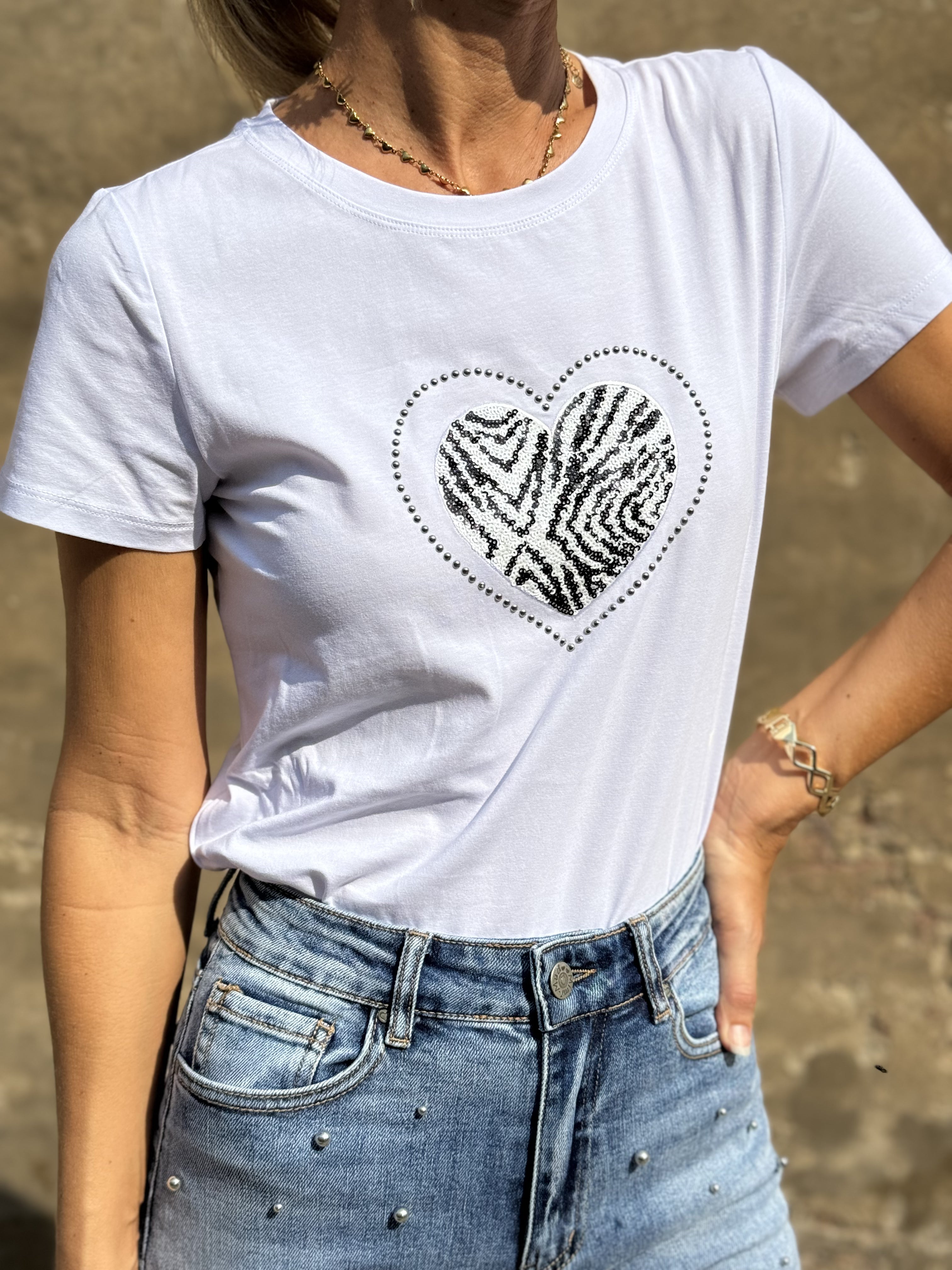 Tshirt Cuore Zebrato